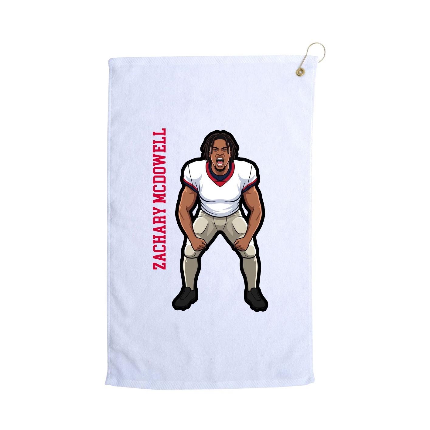Golf Towel — Name Vertical in White