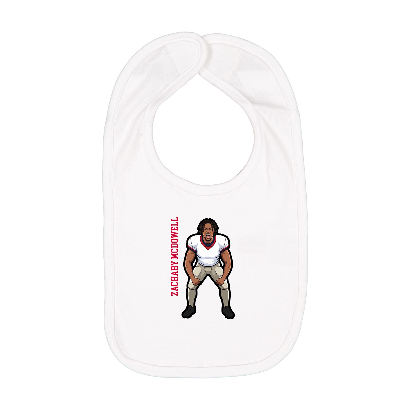 Infant Bib — Name Vertical in White