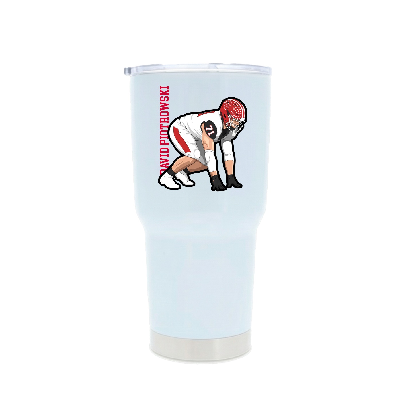 30oz Stainless Steel Tumbler — Name Vertical in White