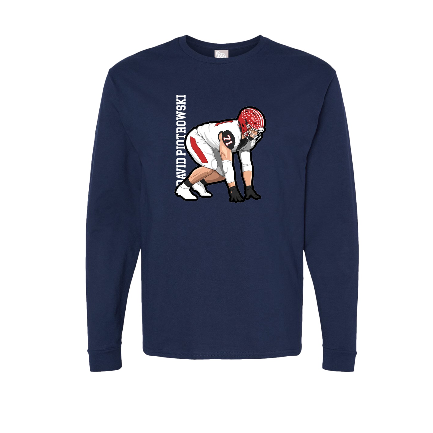 Long Sleeve Tee — Name Vertical in Navy