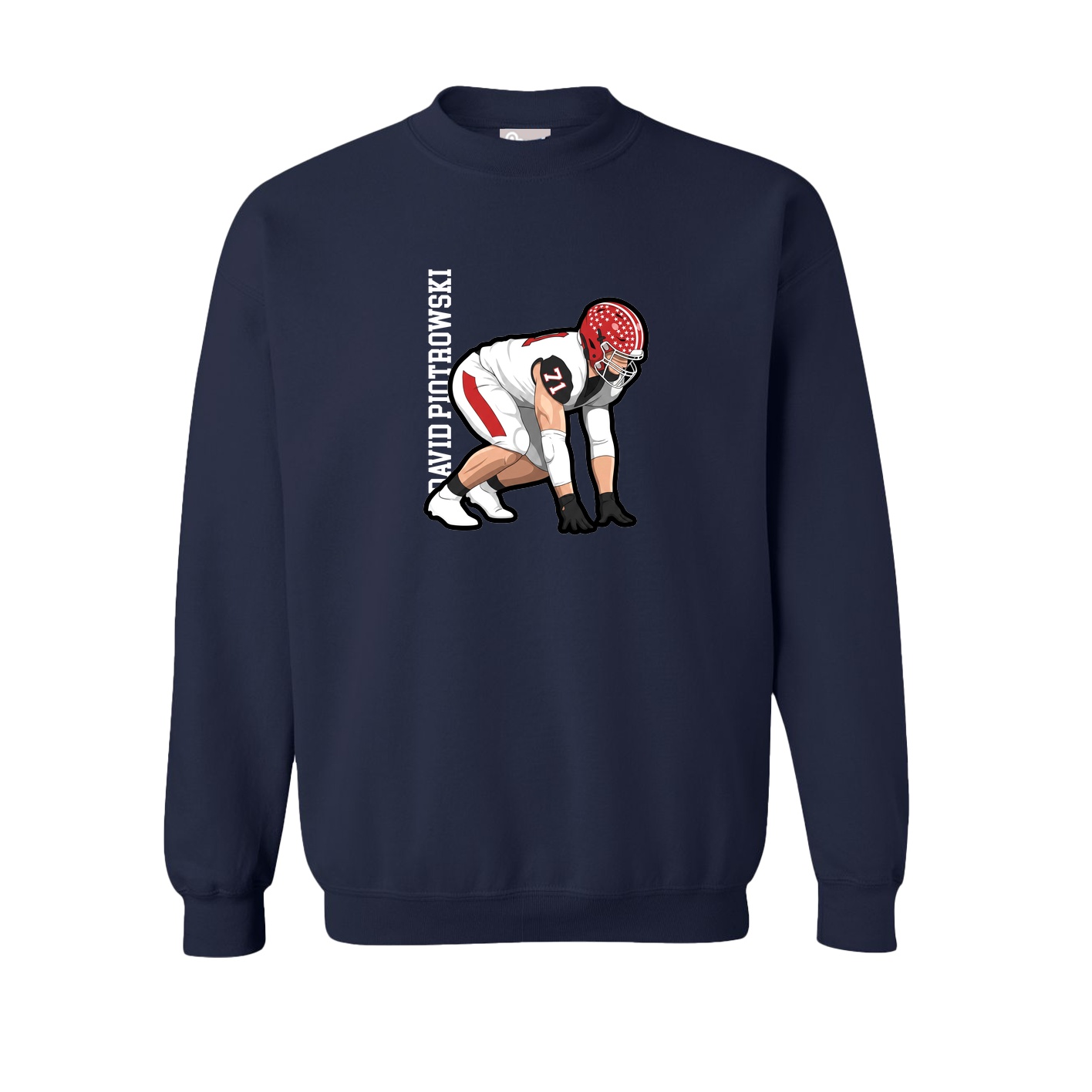 Fleece Crew — Name Vertical in Navy
