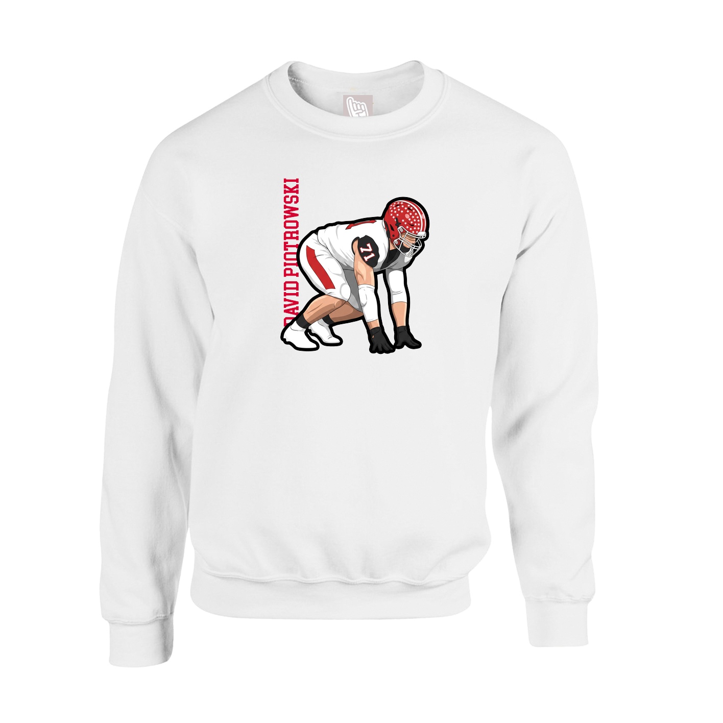 Fleece Crew — Name Vertical in White