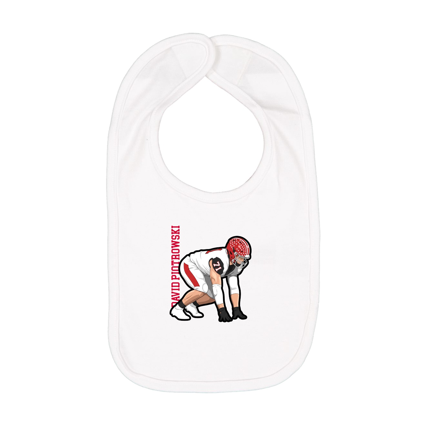 Infant Bib — Name Vertical in White