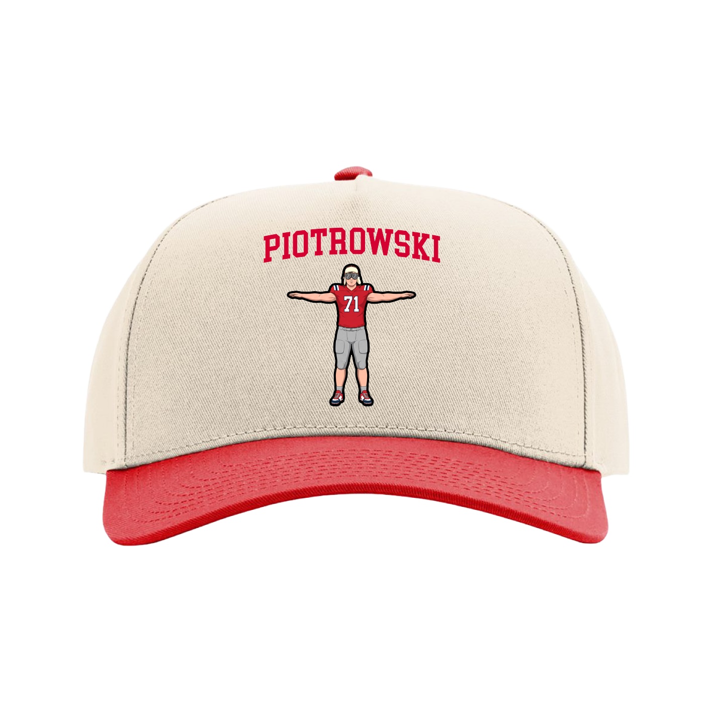 Full Fabric Five-Panel Champ Cap — Shirsey in Cream/Red