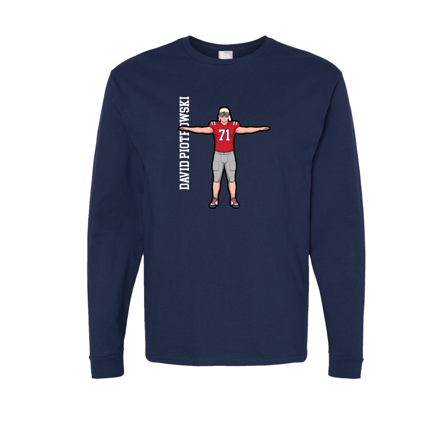 Long Sleeve Tee — Name Vertical in Navy