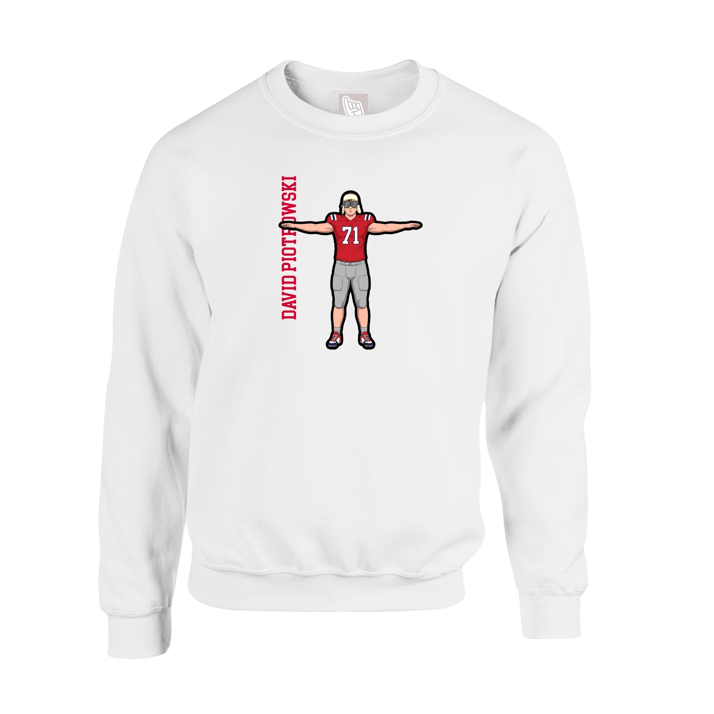 Fleece Crew — Name Vertical in White