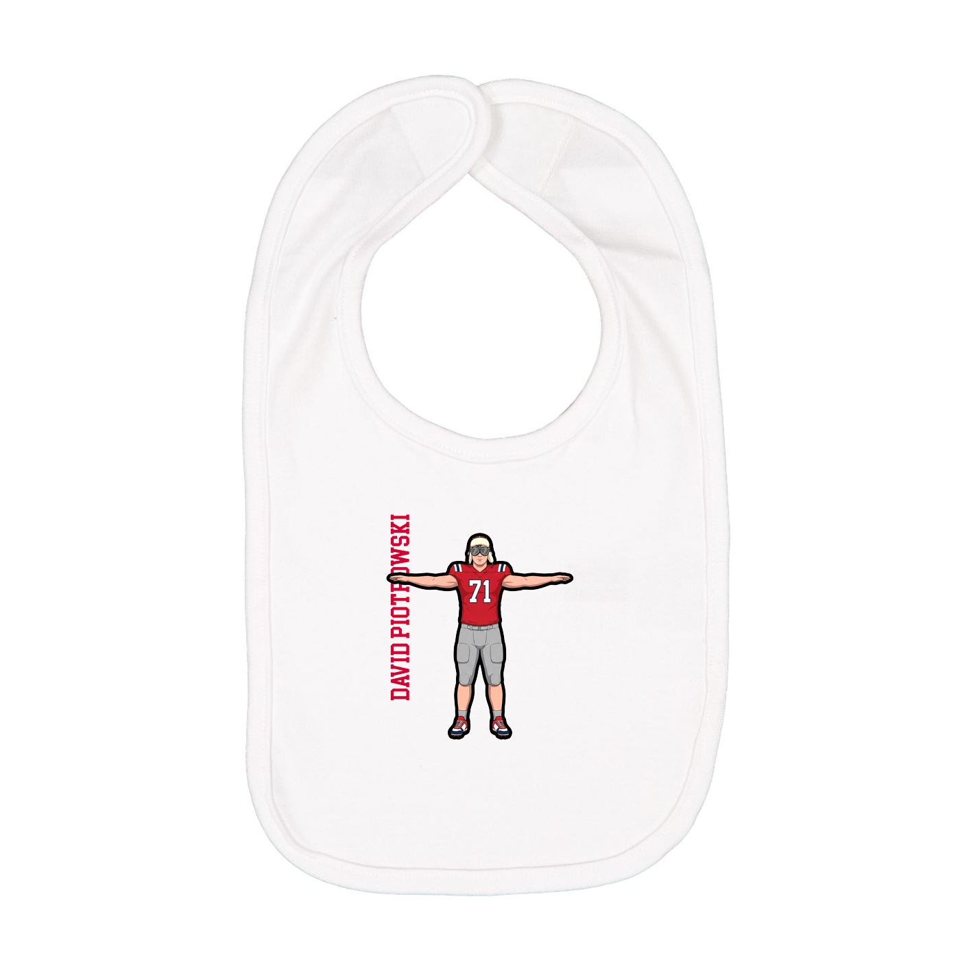 Infant Bib — Name Vertical in White