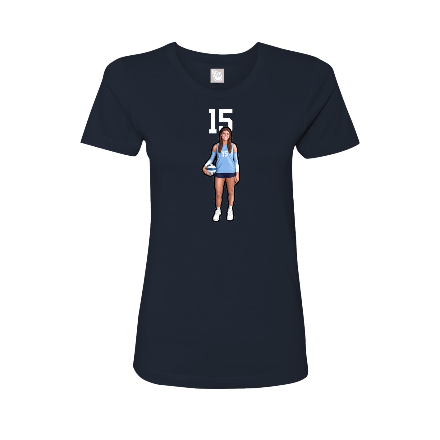 Fitted Women's Tee — Number Top in Navy