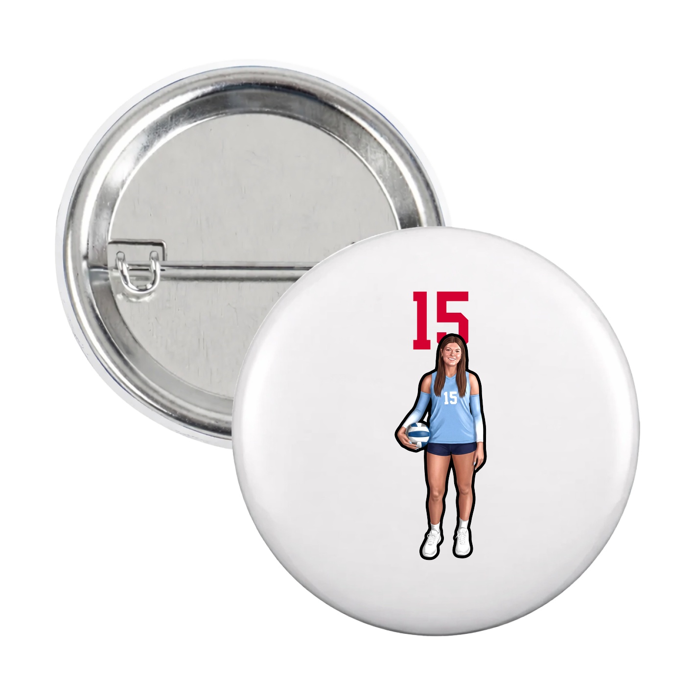 Game Day Button — Number Top in White