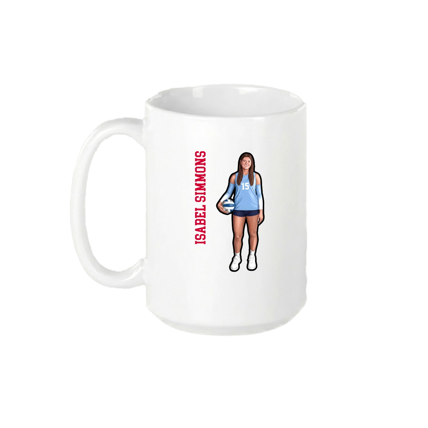 15oz Coffee Mug — Name Vertical in White