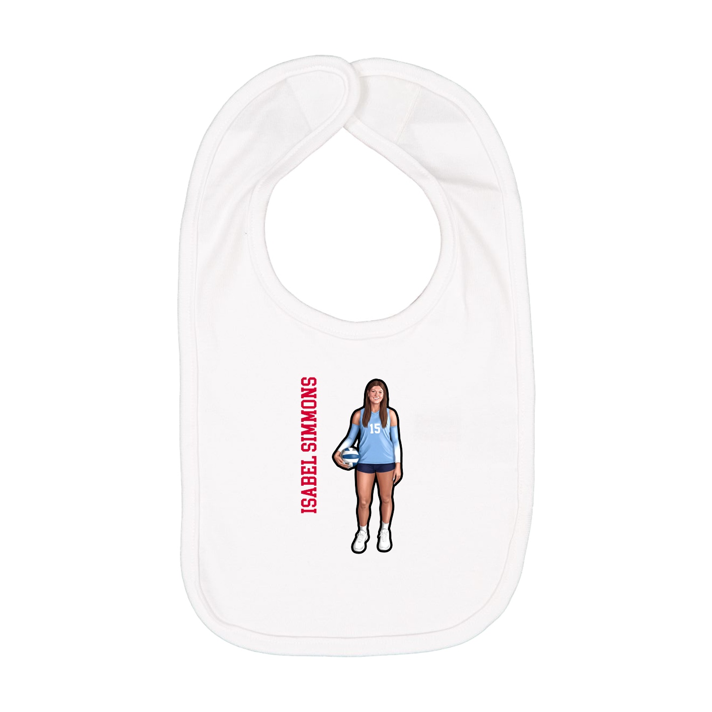 Infant Bib — Name Vertical in White