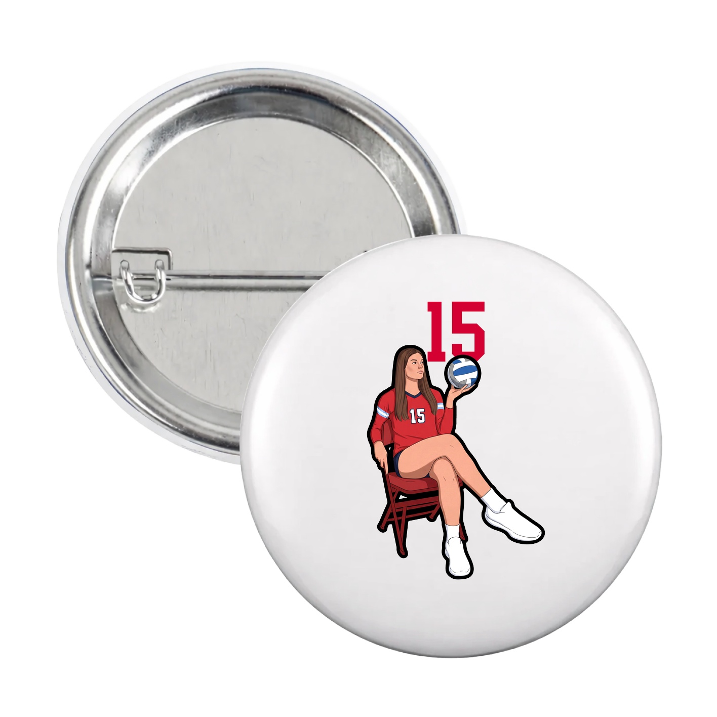 Game Day Button — Number Top in White