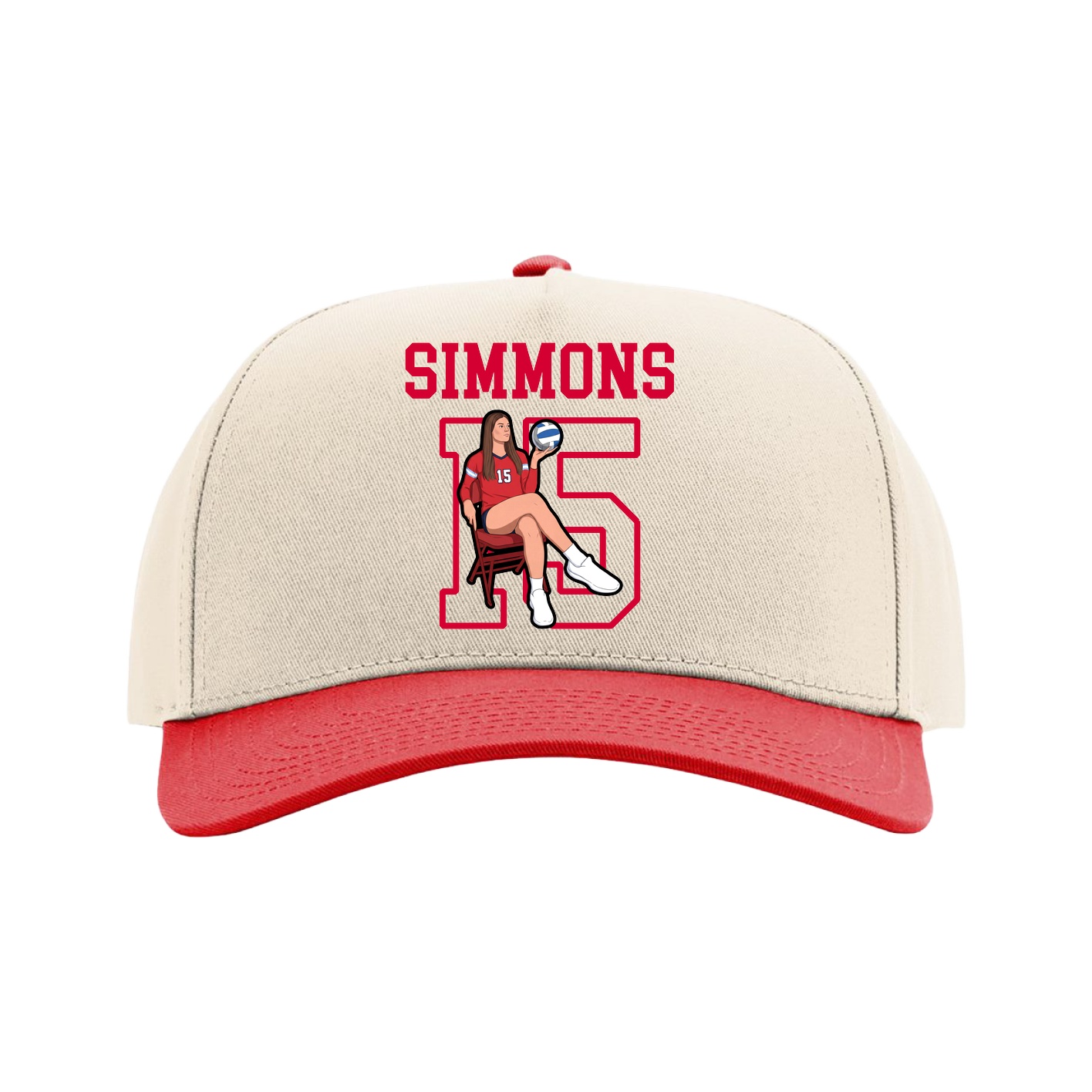 Full Fabric Five-Panel Champ Cap — Shirsey in Cream/Red