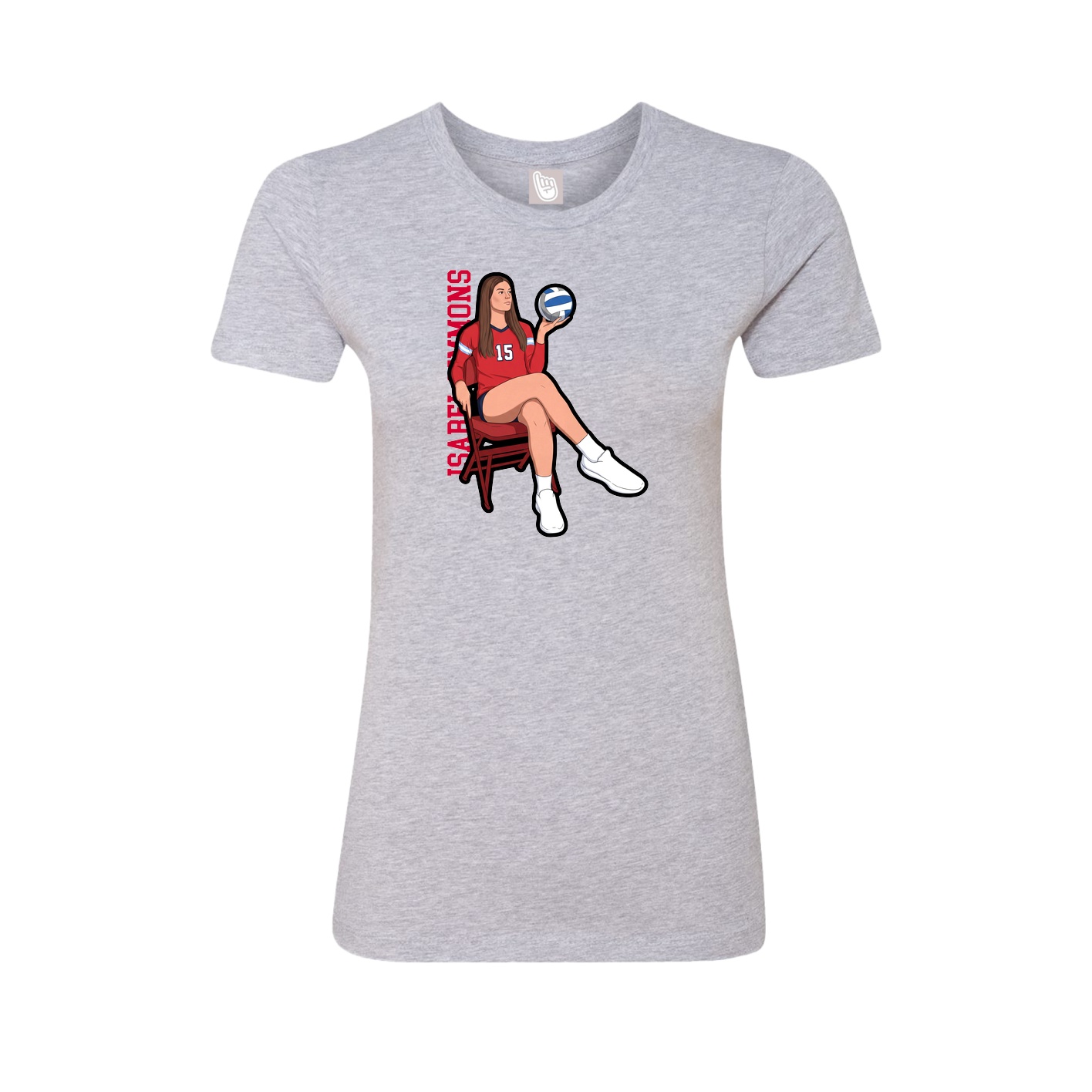 Fitted Women's Tee — Name Vertical in Grey