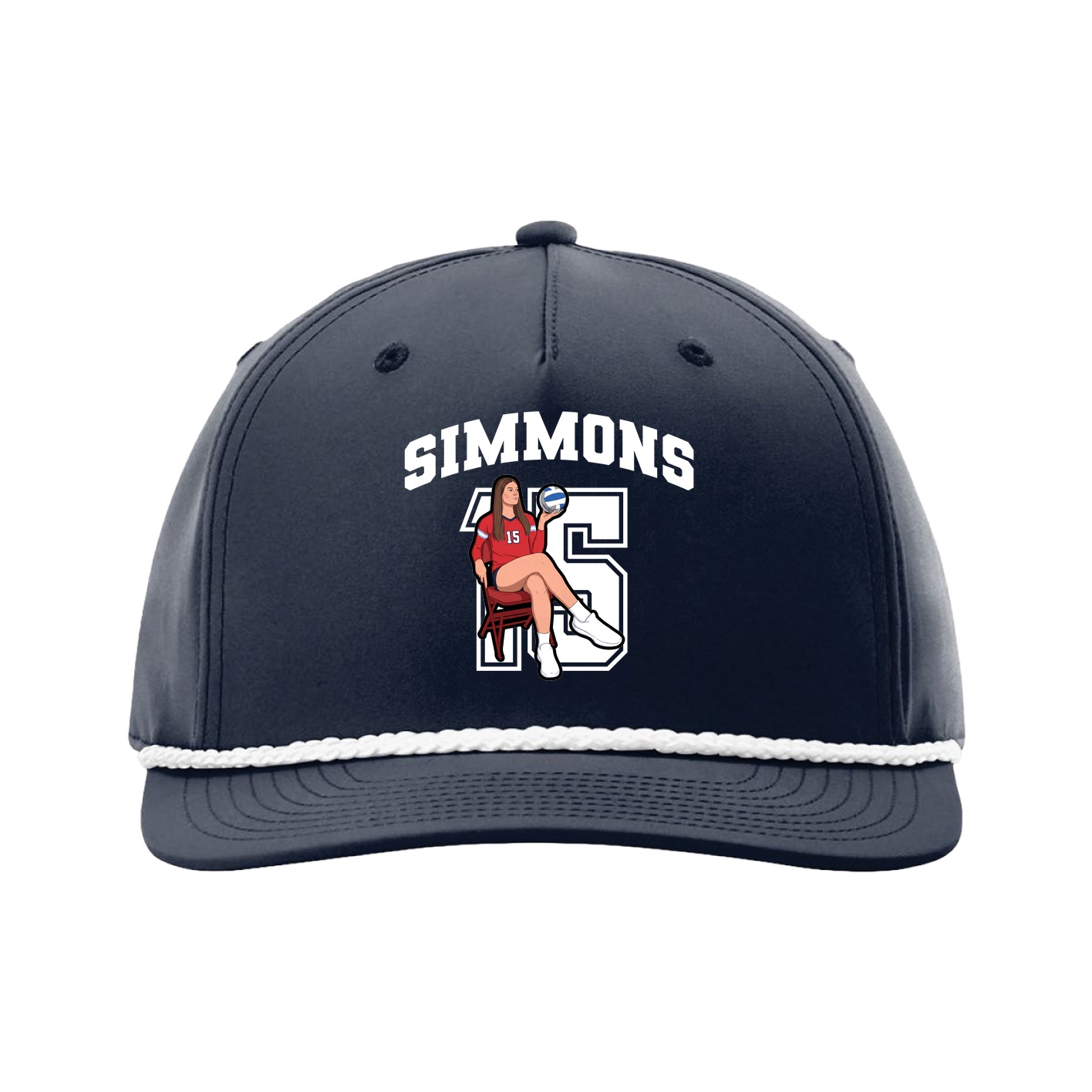 Five-Panel Classic Rope Cap — Number in Navy