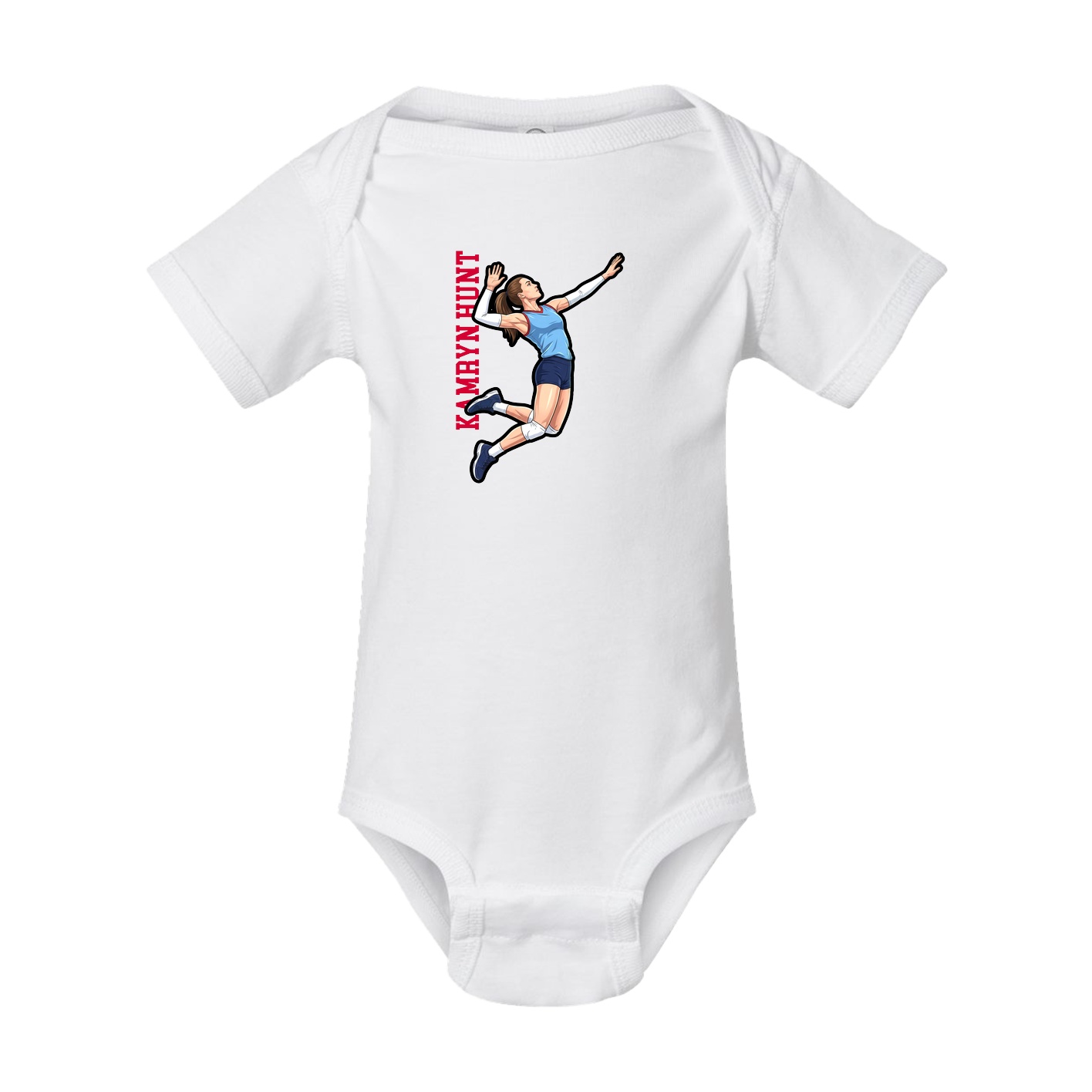 Baby Onesie — Name Vertical in White