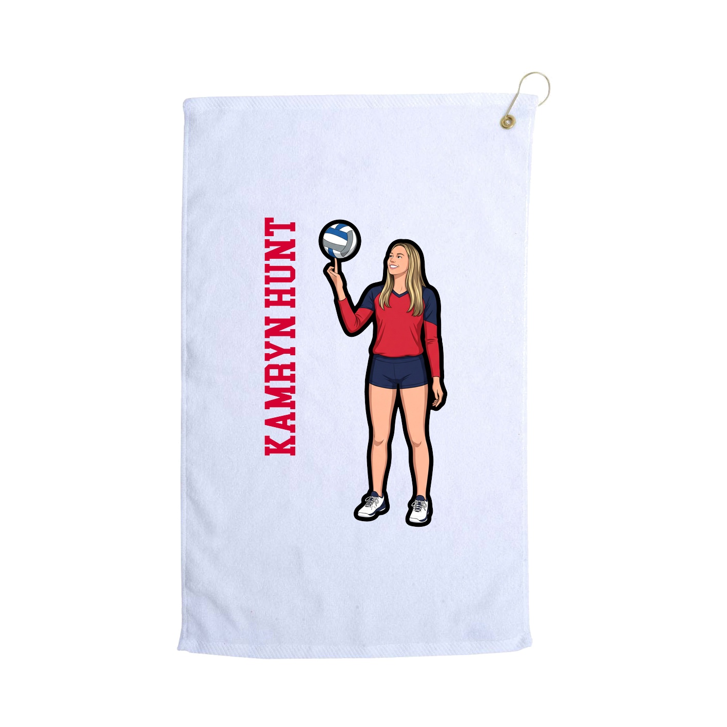 Golf Towel — Name Vertical in White