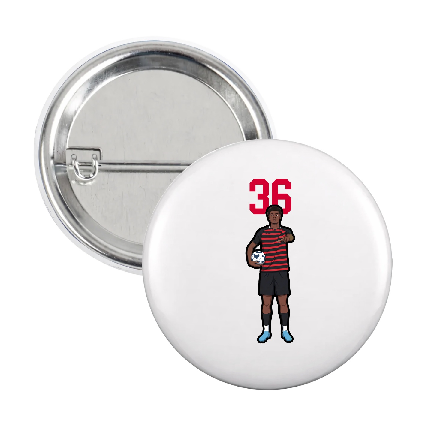 Game Day Button — Number Top in White