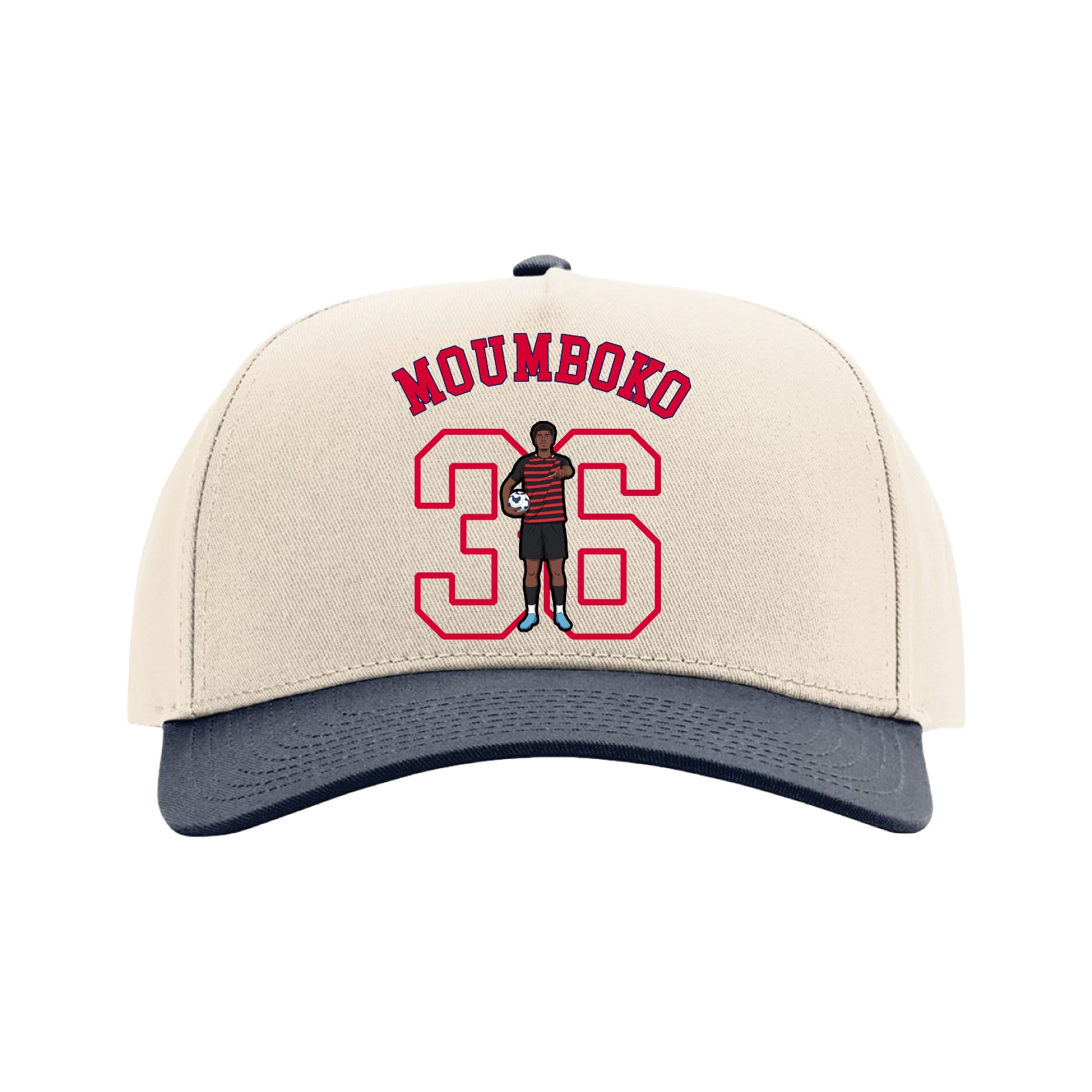 Full Fabric Five-Panel Champ Cap — Shirsey Arch in Cream/Navy