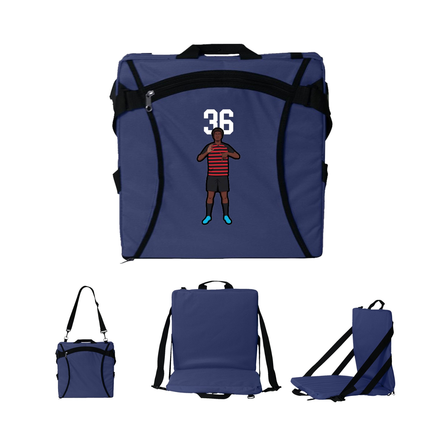 Folding Stadium Seat — Number Top in Navy