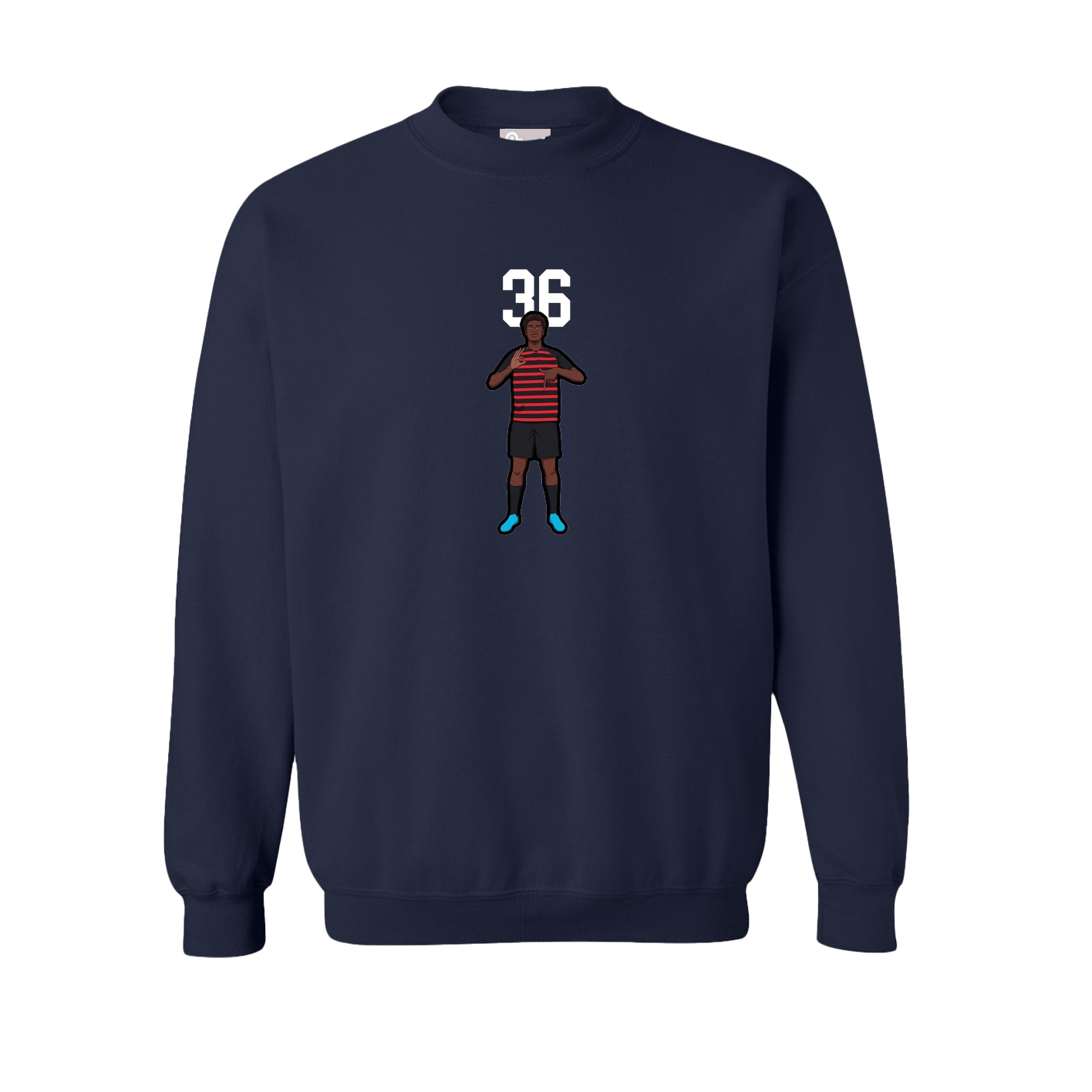 Fleece Crew — Number Top in Navy
