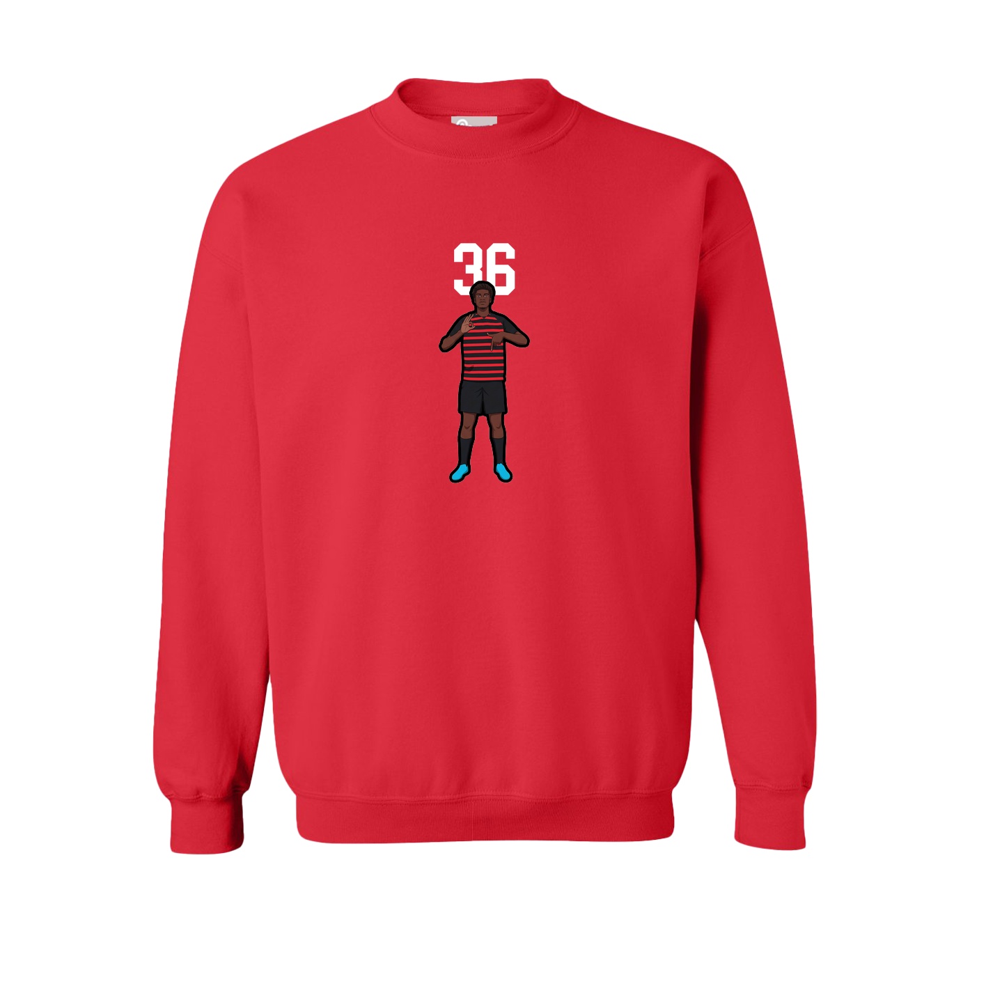Fleece Crew — Number Top in Red