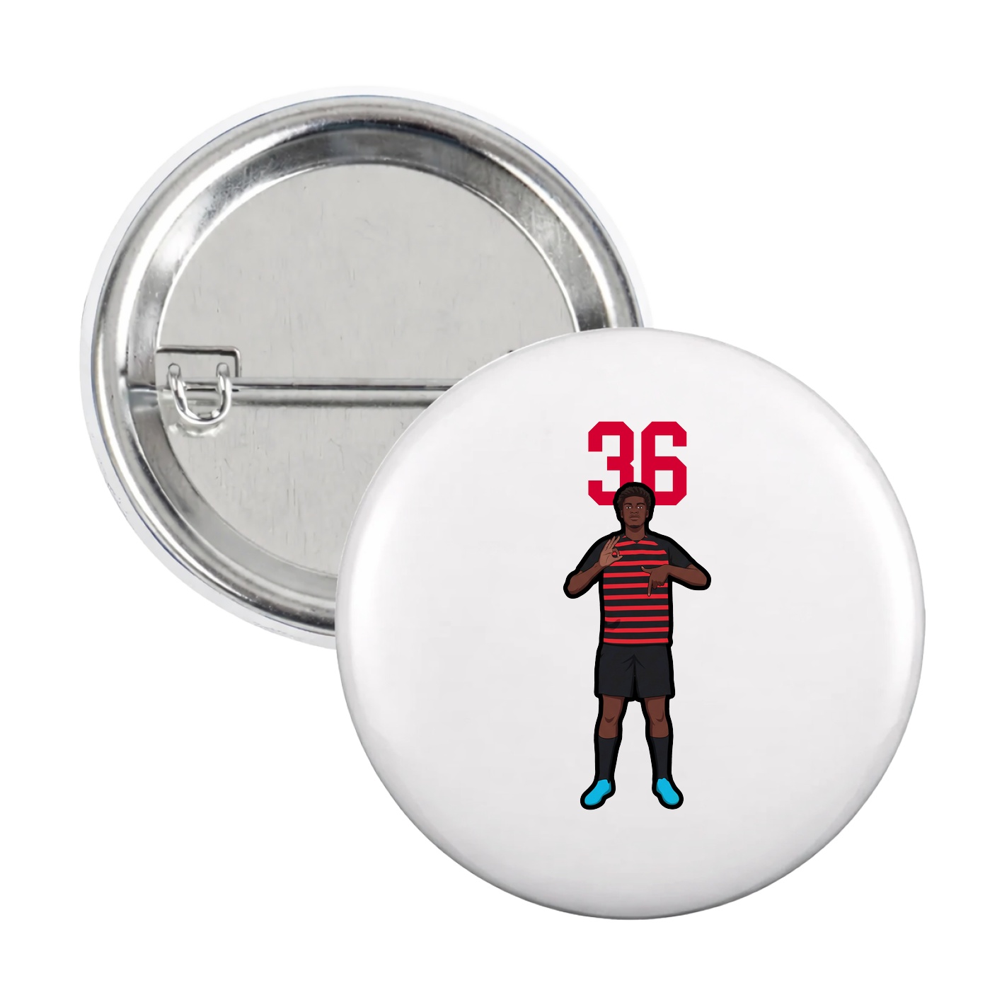 Game Day Button — Number Top in White