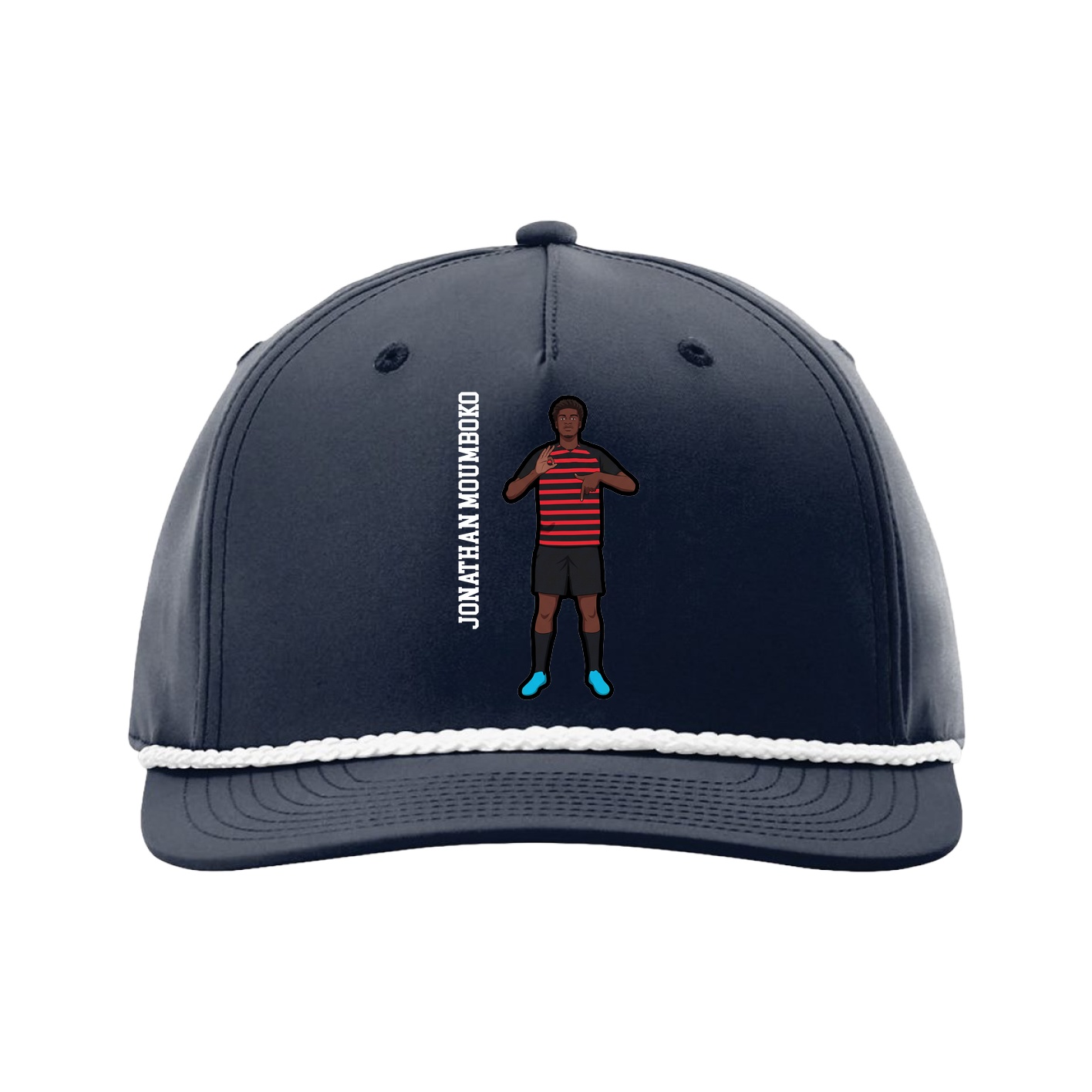 Five-Panel Classic Rope Cap — Name Vertical in Navy