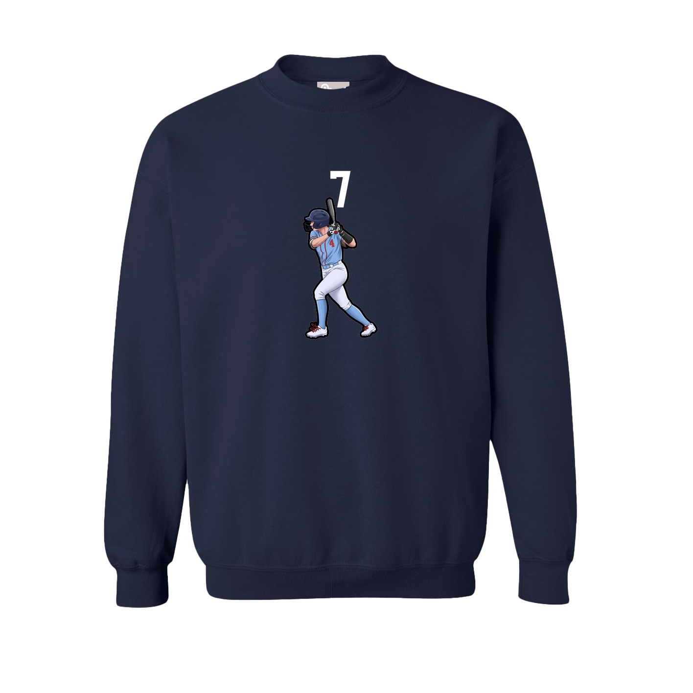 Fleece Crew — Number Top in Navy