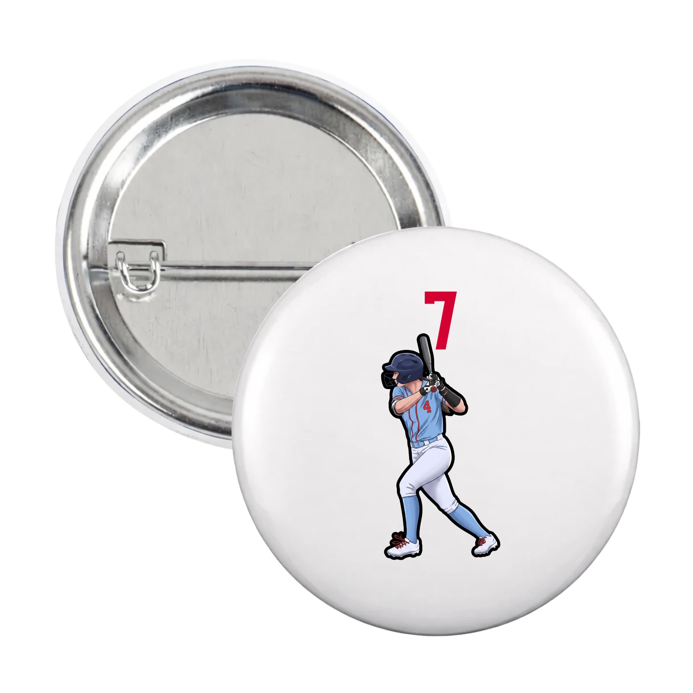 Game Day Button — Number Top in White