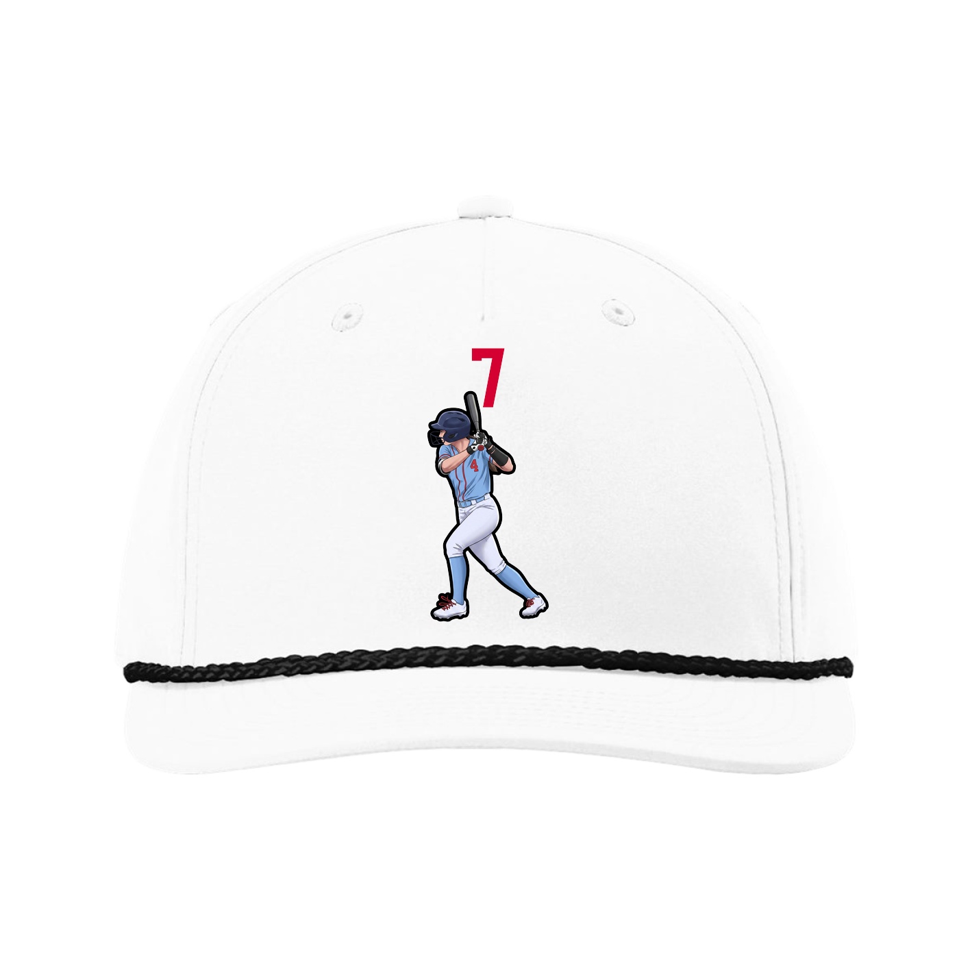 Five-Panel Classic Rope Cap — Number Top in White