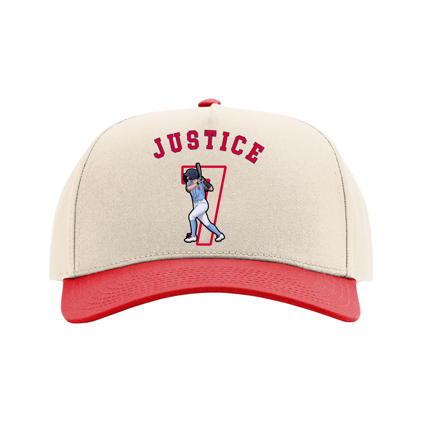 Full Fabric Five-Panel Champ Cap — Shirsey Arch in Cream/Red