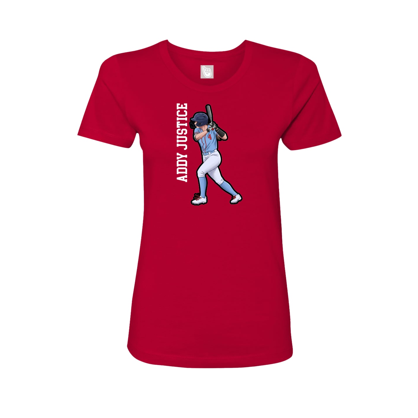 Fitted Women's Tee — Name Vertical in Red