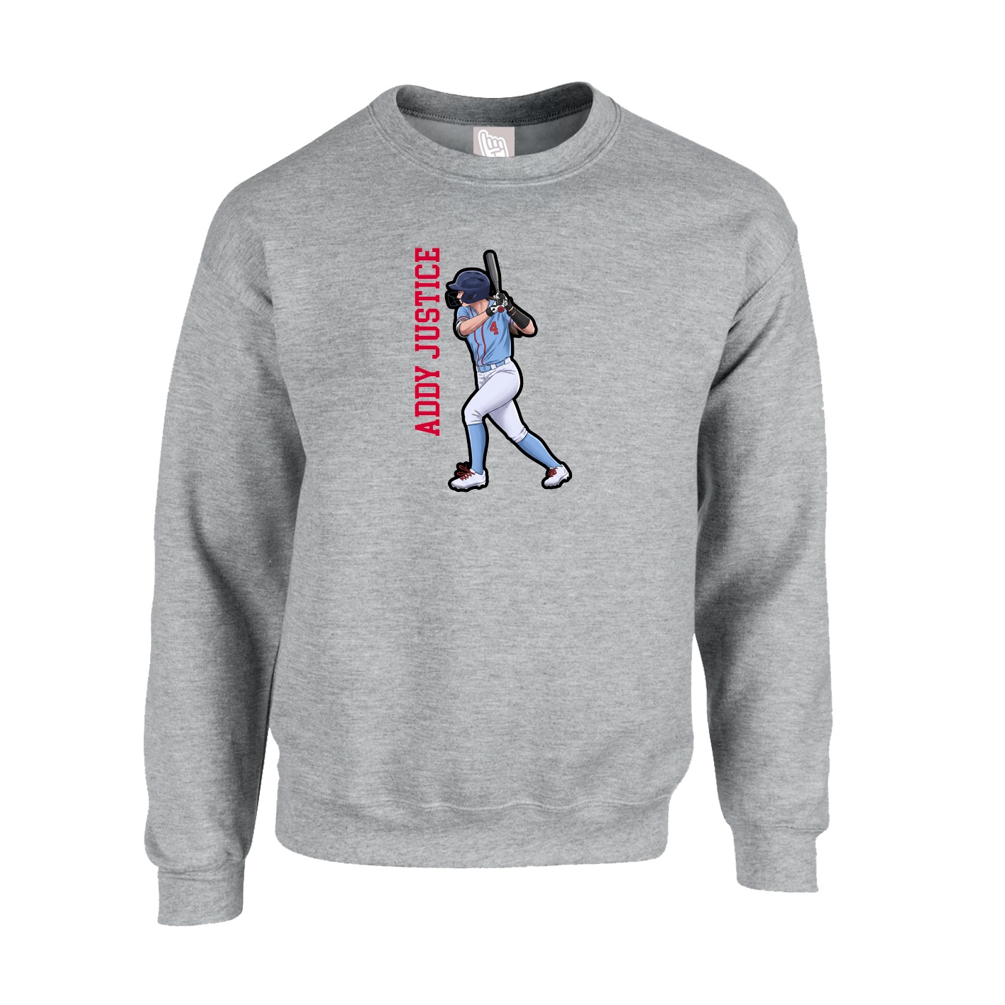 Fleece Crew — Name Vertical in Grey