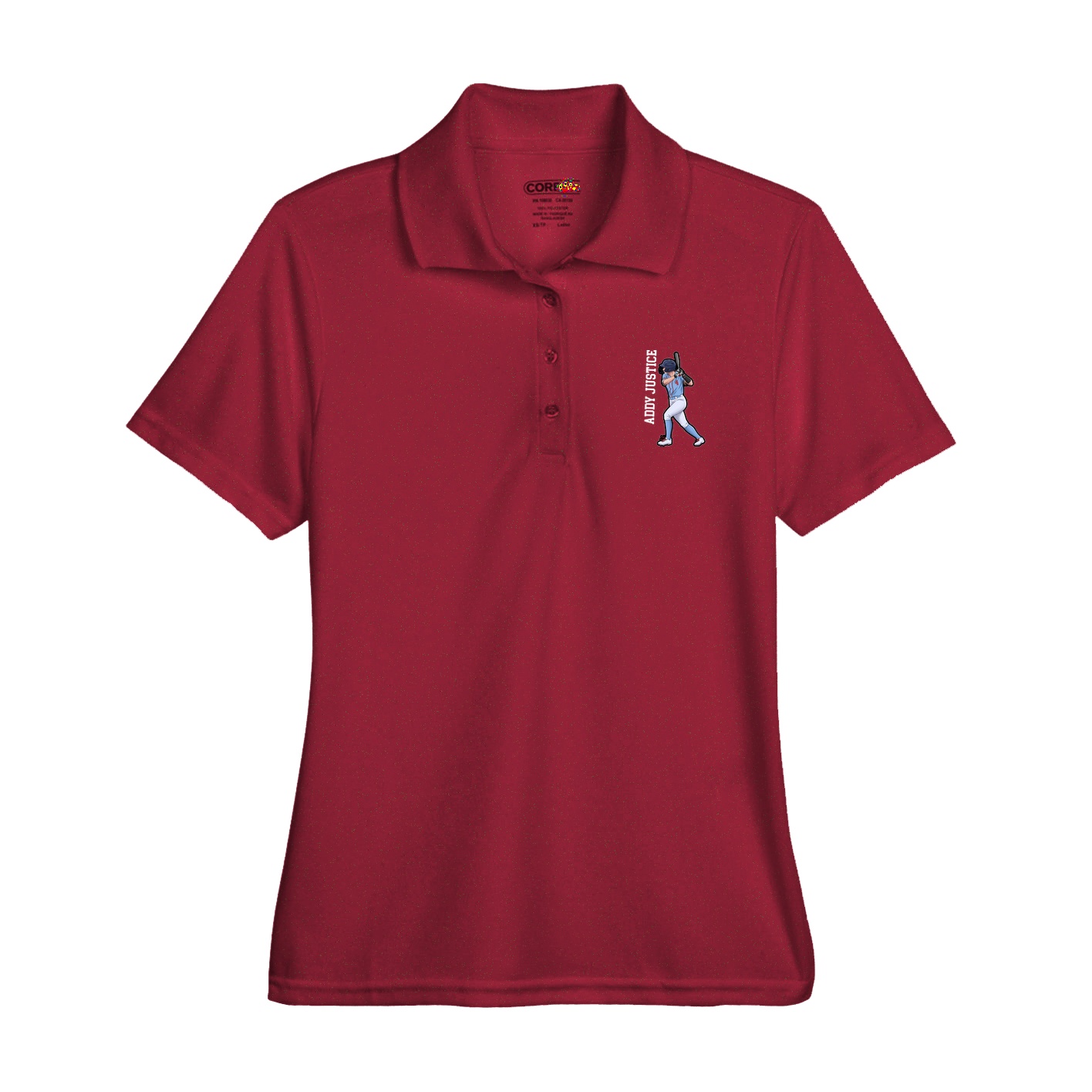 Womens Performance Polo — Name Vertical in Red