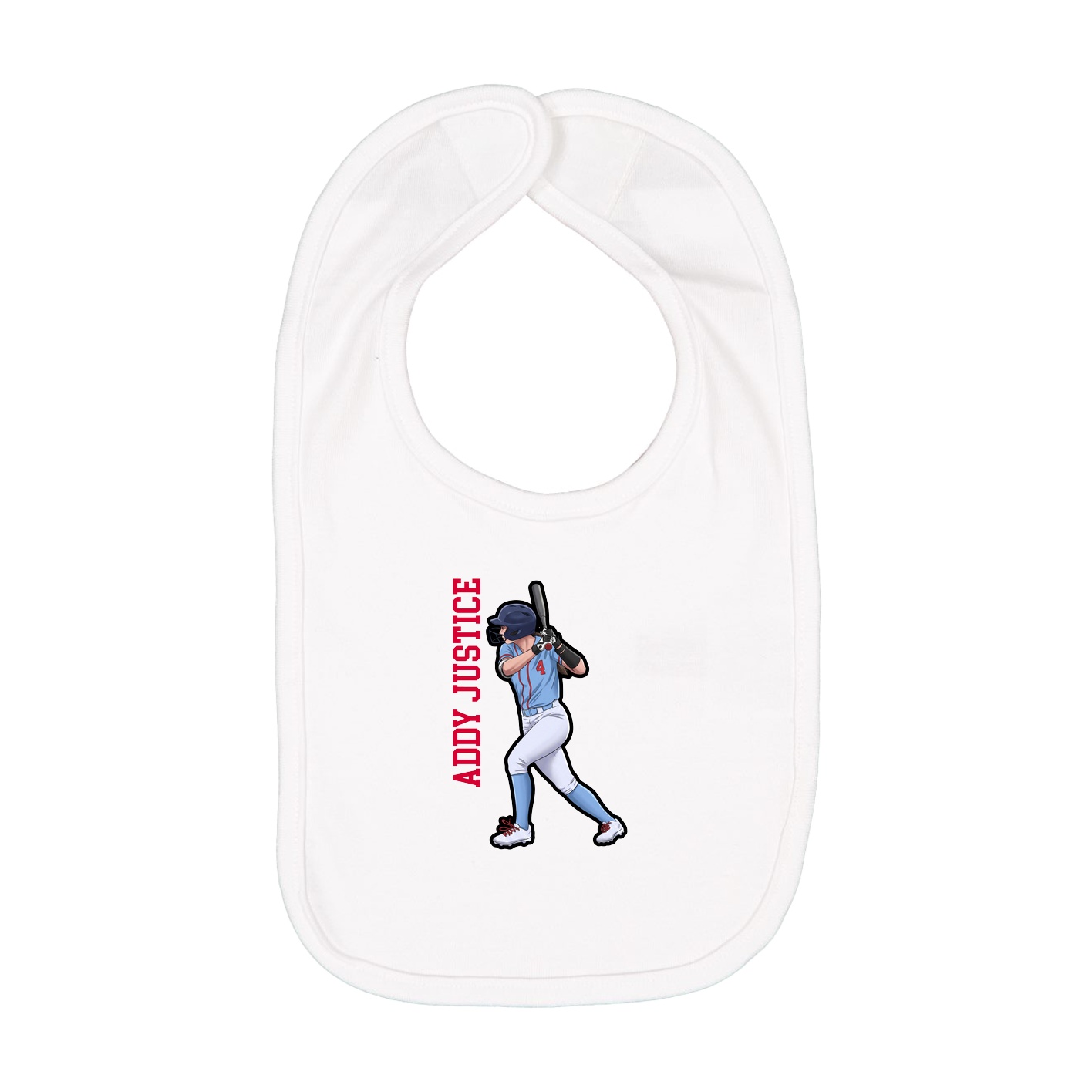 Infant Bib — Name Vertical in White