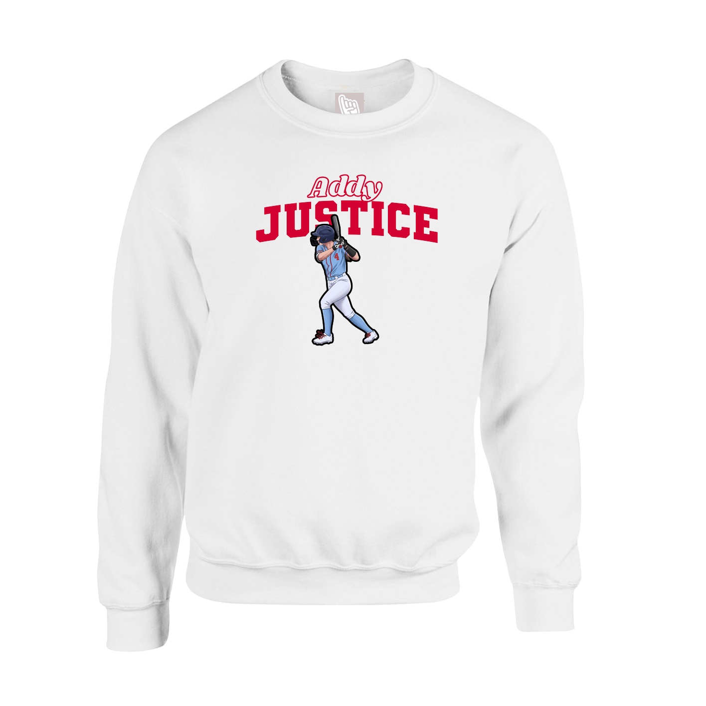 Fleece Crew — Name Arch in White