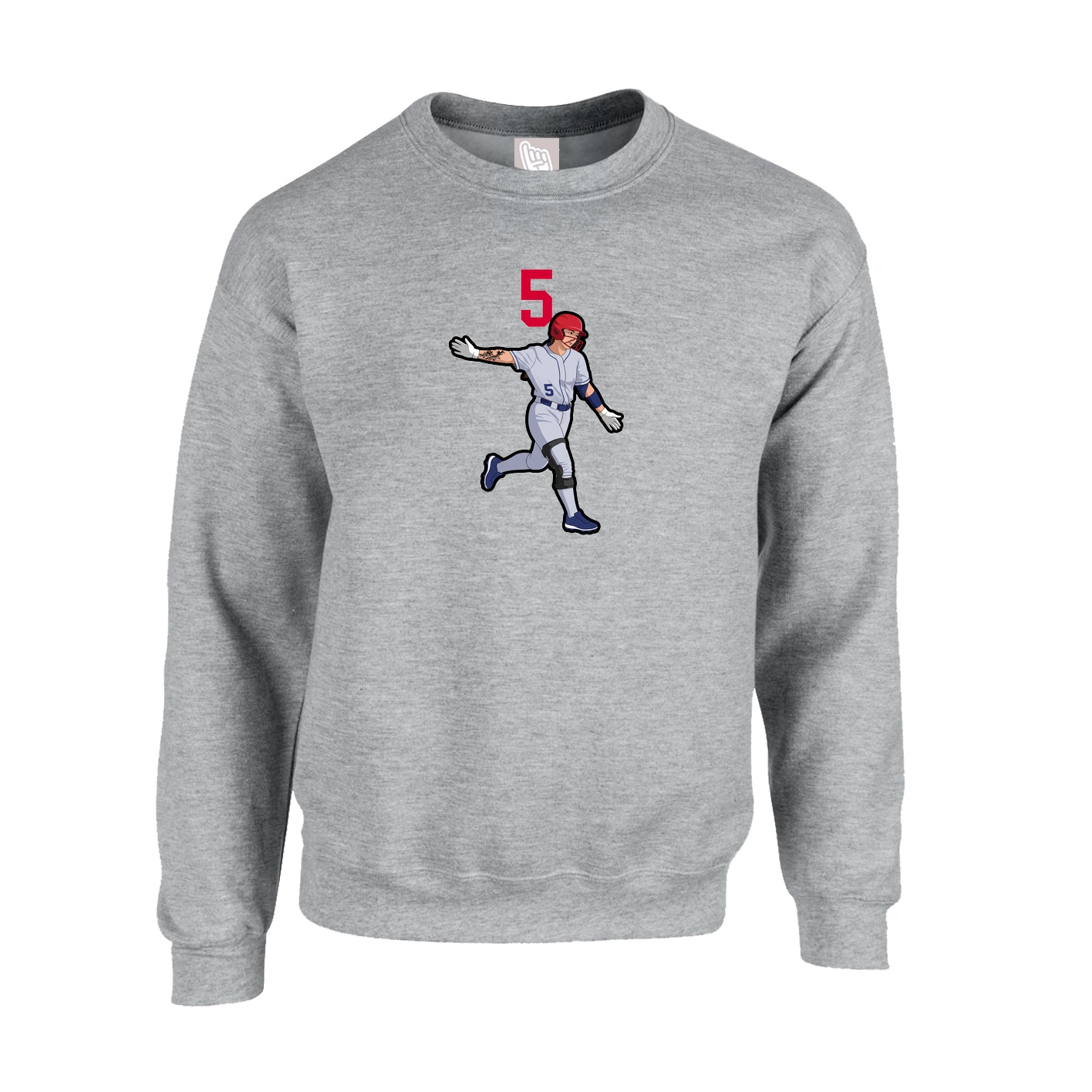Fleece Crew — Number Top in Grey