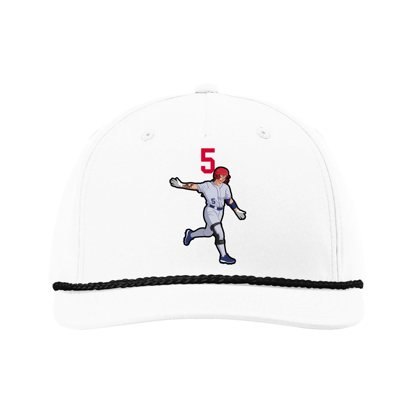 Five-Panel Classic Rope Cap — Number Top in White