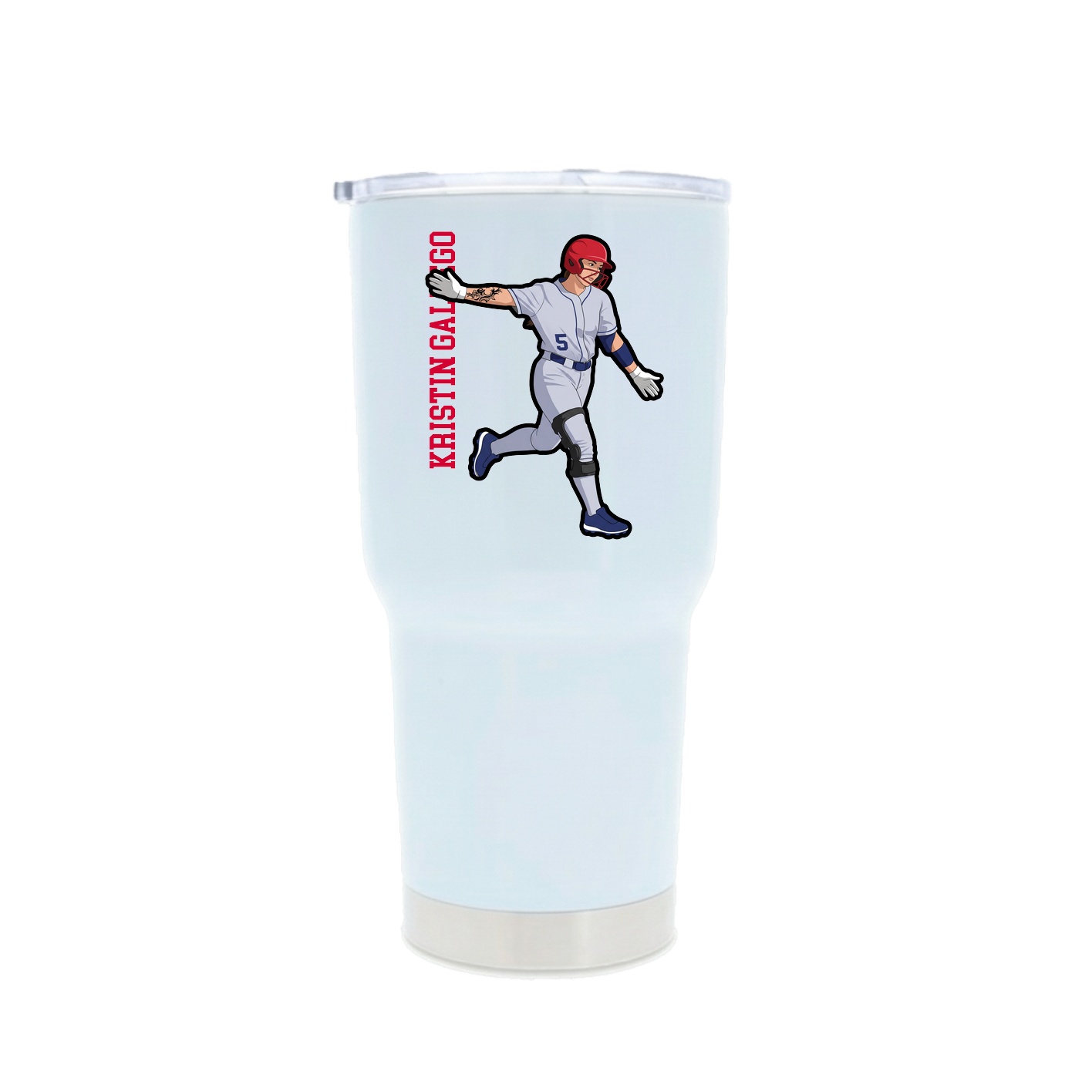 30oz Stainless Steel Tumbler — Name Vertical in White