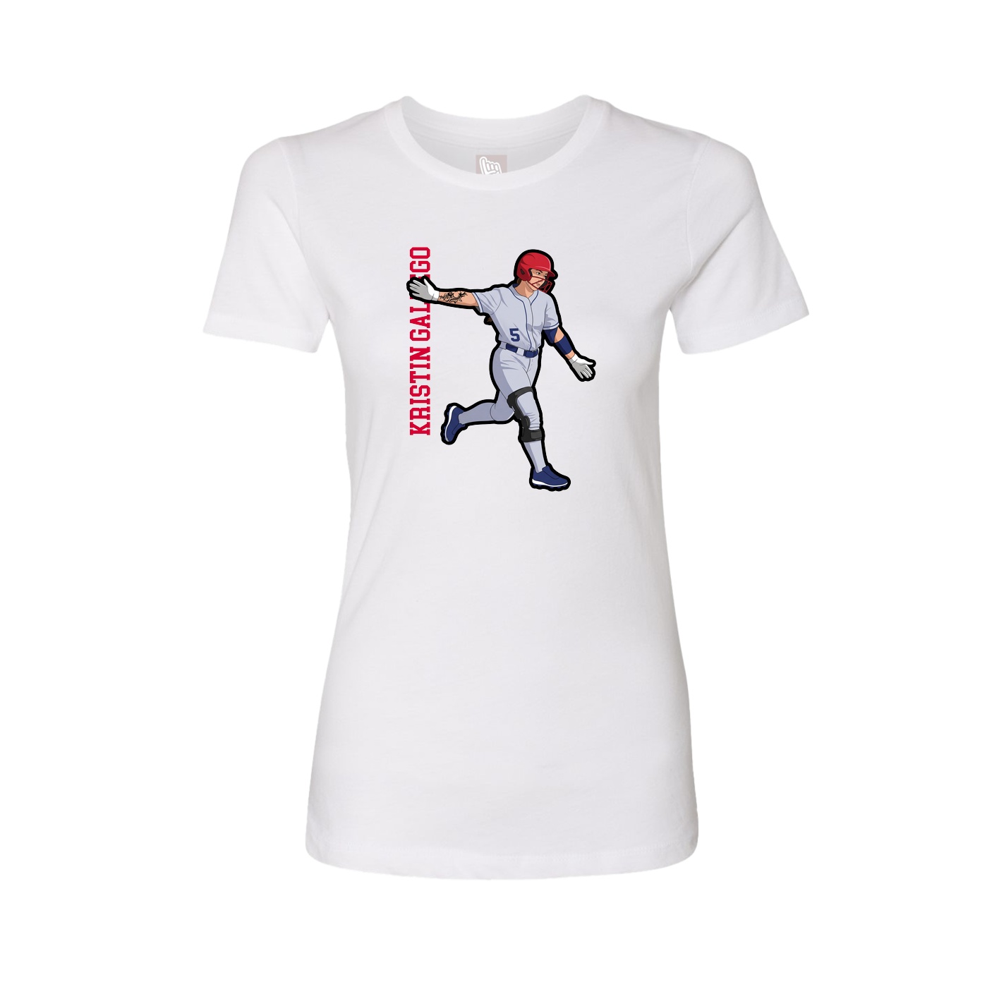 Fitted Women's Tee — Name Vertical in White