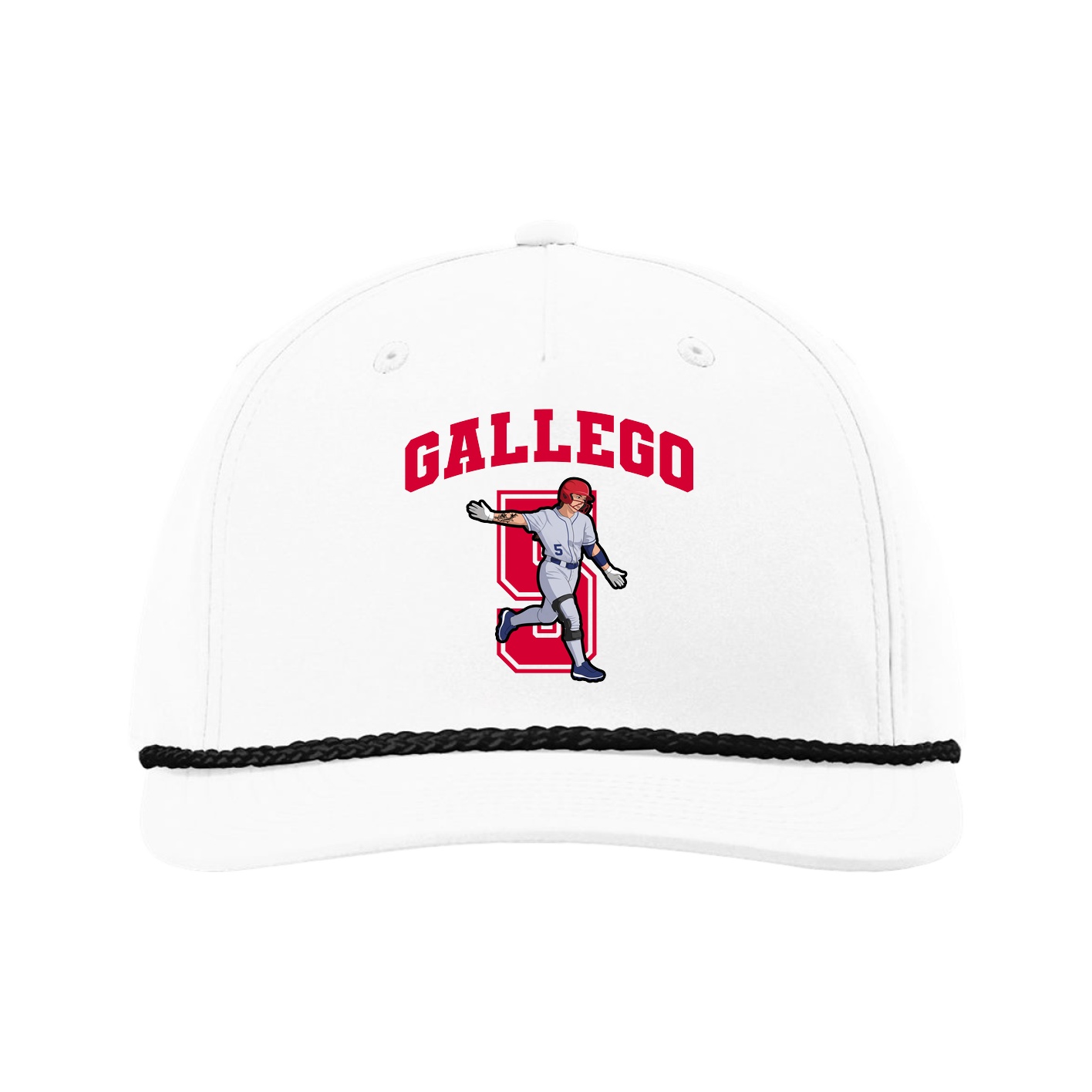 Five-Panel Classic Rope Cap — Number in White