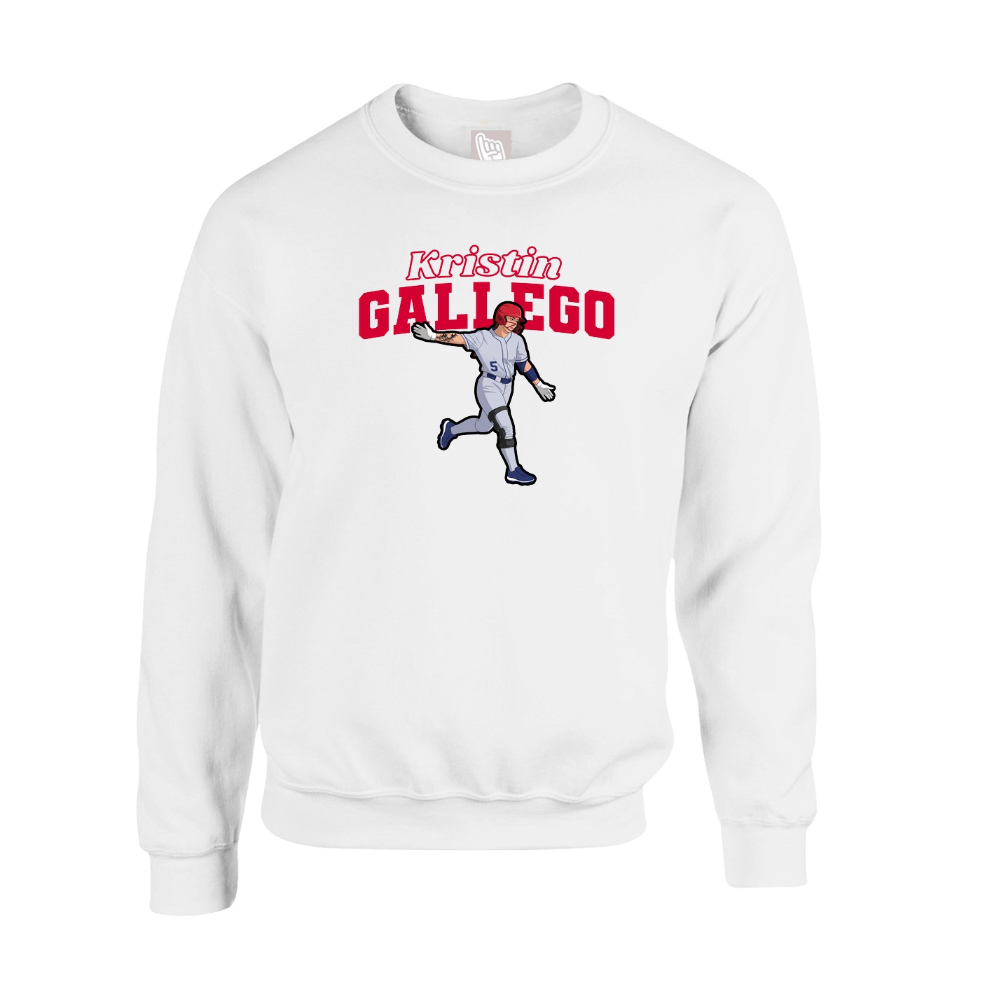 Fleece Crew — Name Arch in White