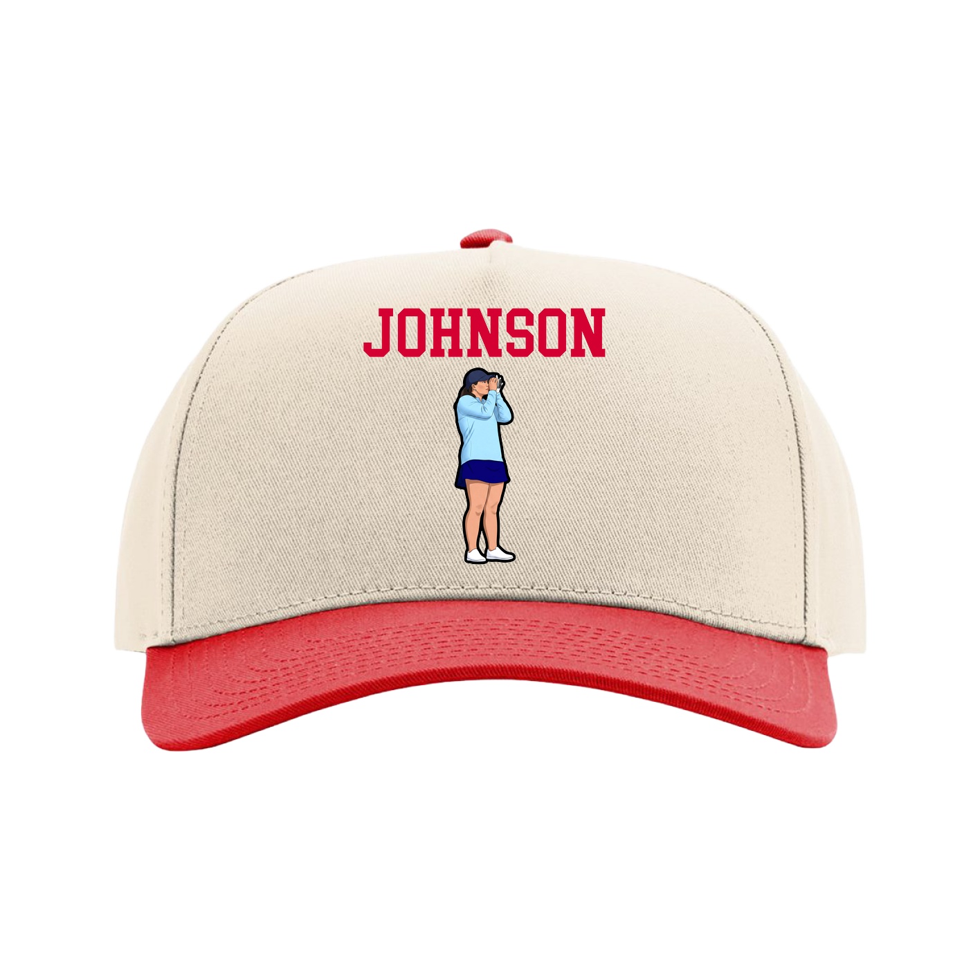 Full Fabric Five-Panel Champ Cap — Shirsey in Cream/Red