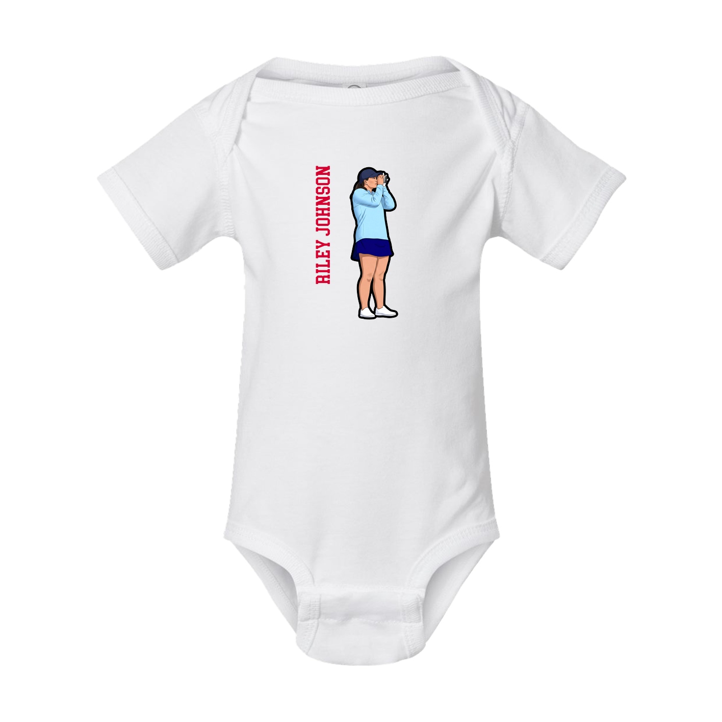 Baby Onesie — Name Vertical in White