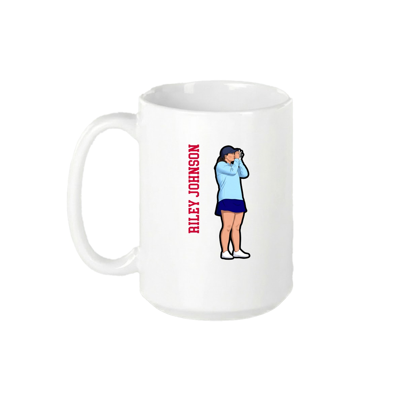 15oz Coffee Mug — Name Vertical in White