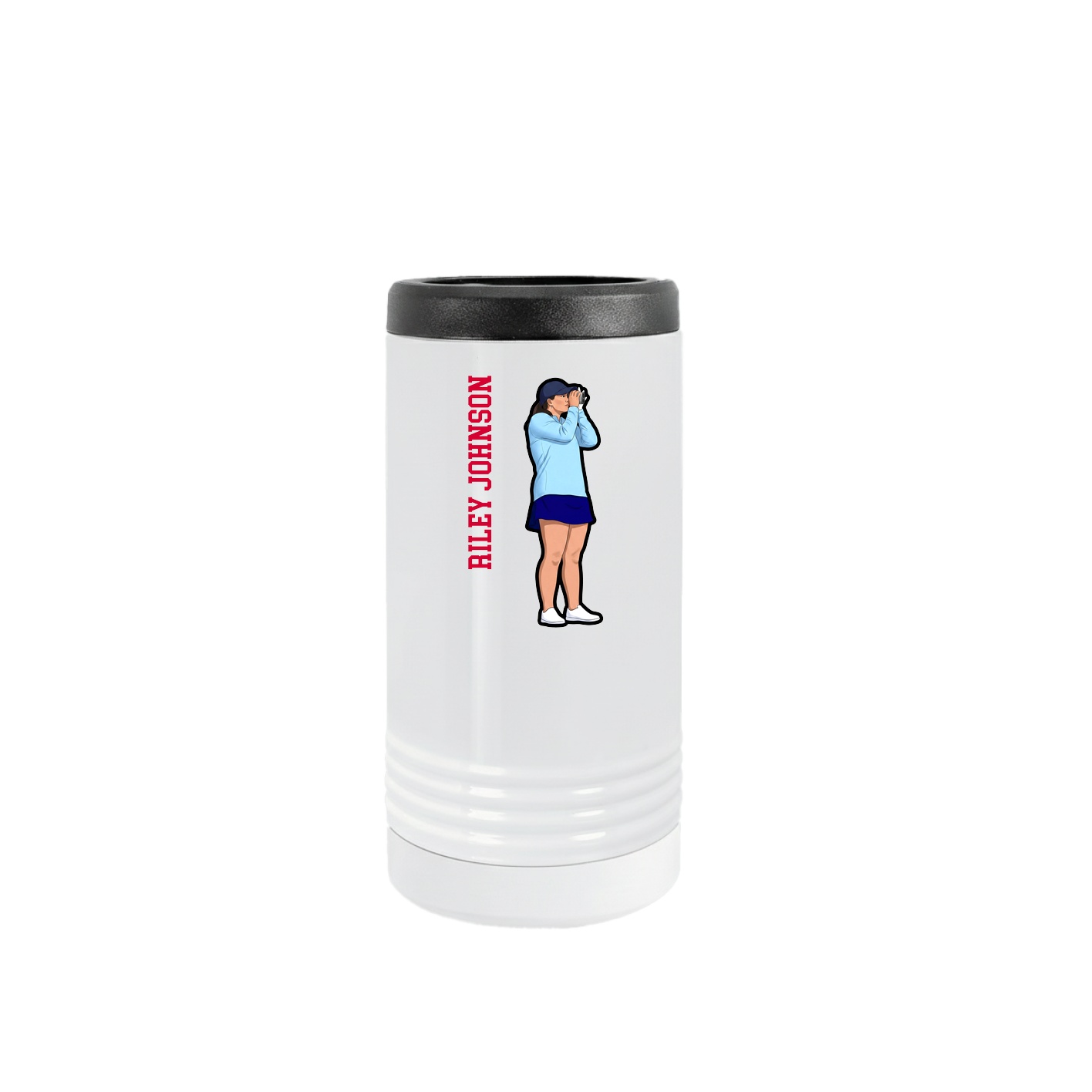 Slim Beverage Holder — Name Vertical in White