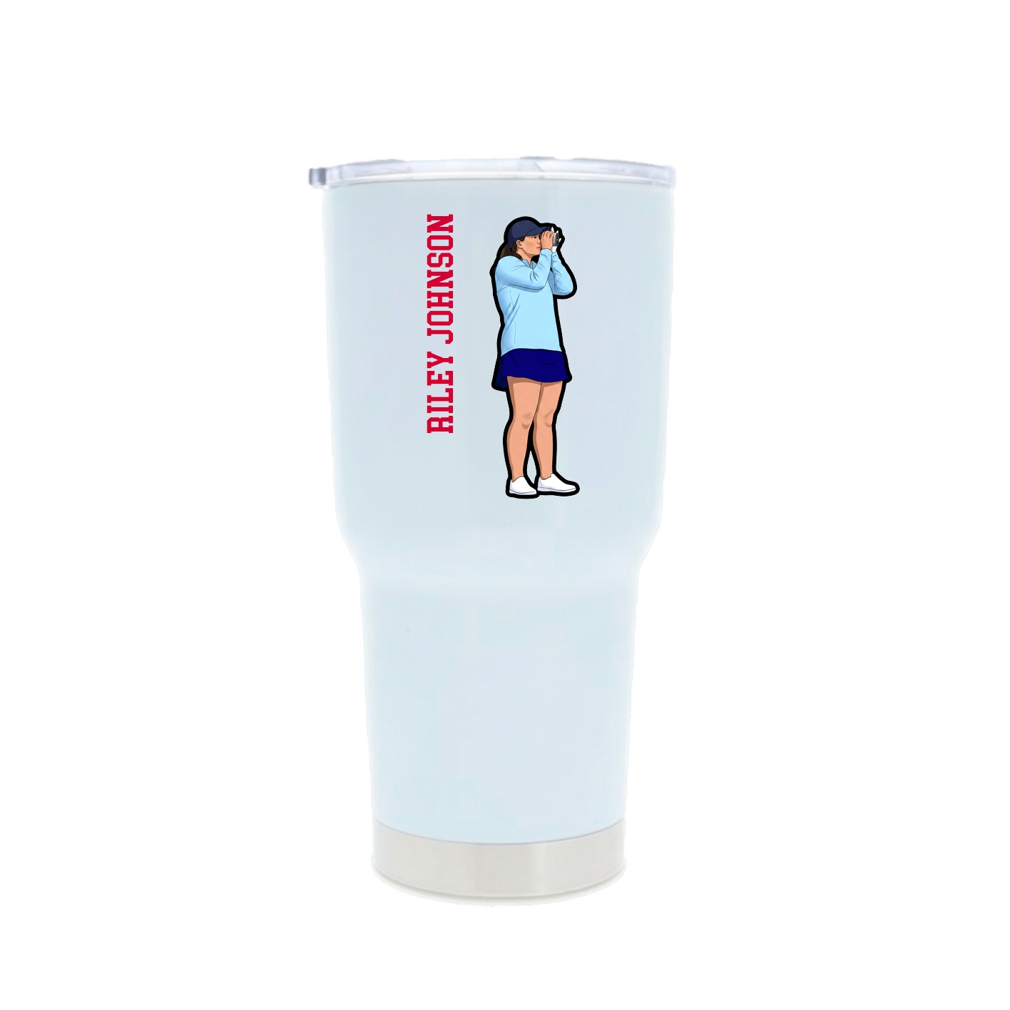 30oz Stainless Steel Tumbler — Name Vertical in White