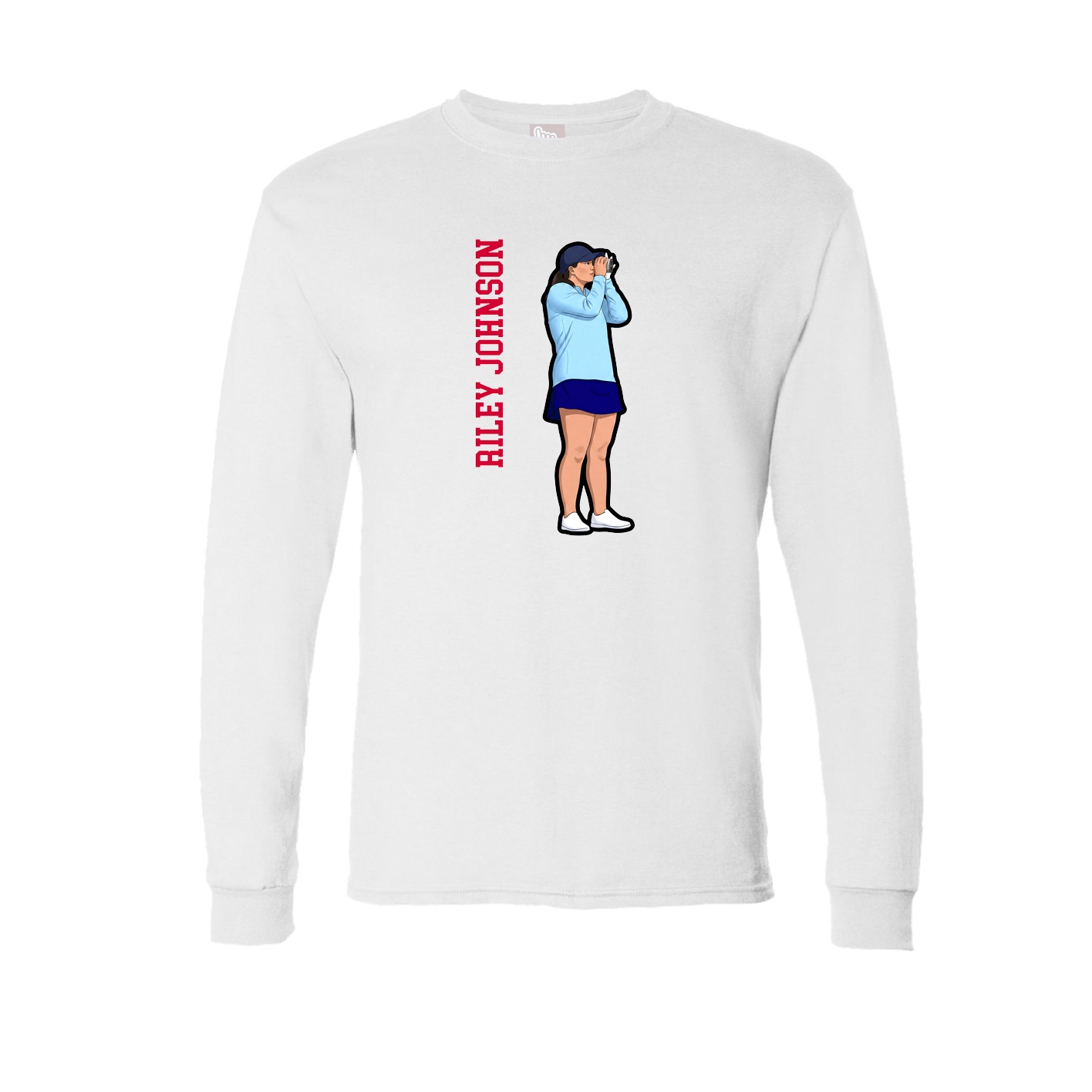 Long Sleeve Tee — Name Vertical in White