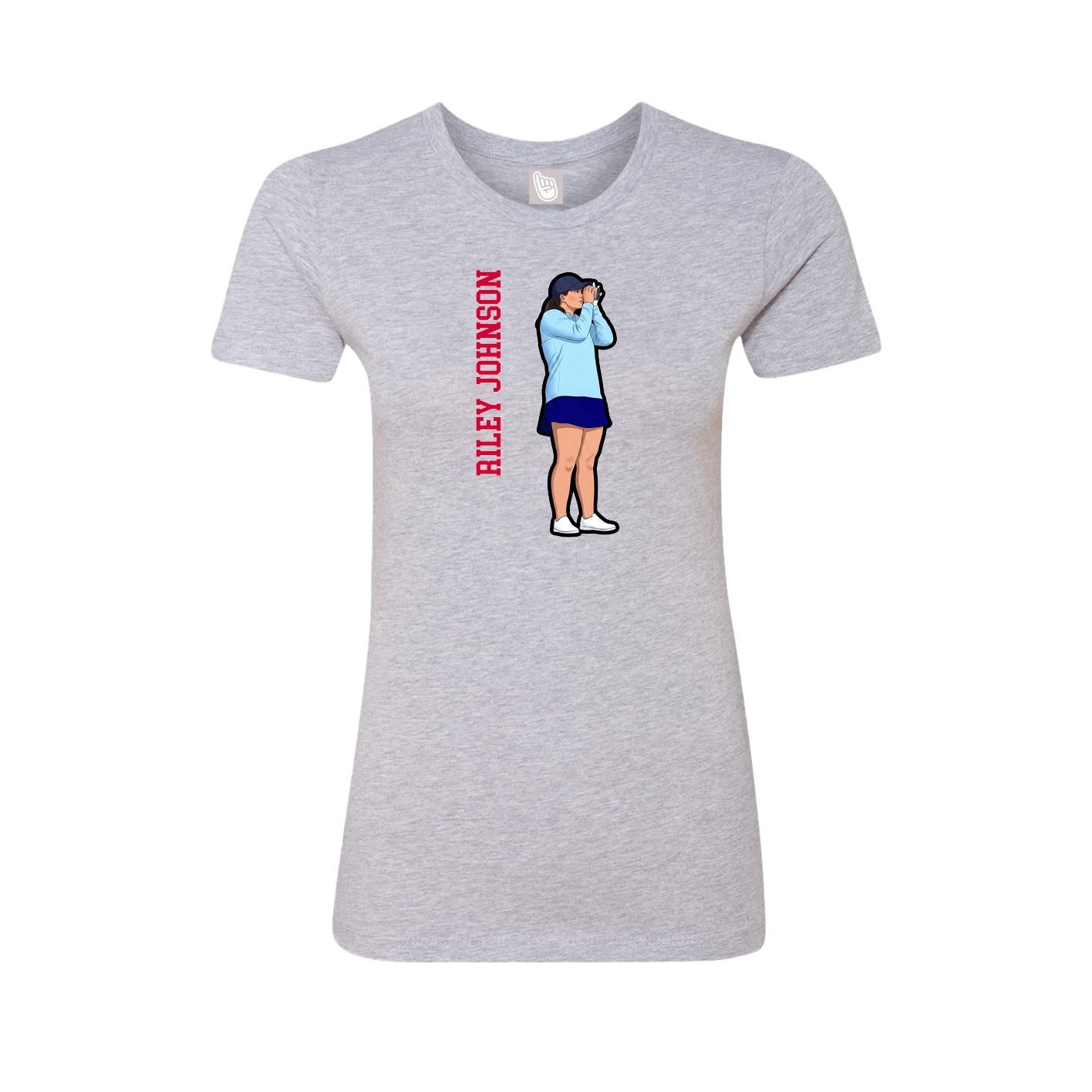 Fitted Women's Tee — Name Vertical in Grey